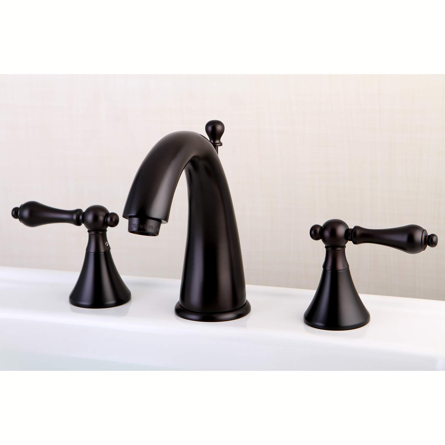 Kingston Brass KS2975AL Naples Widespread Bathroom Faucet - Oil Rubbed Bronze Finish with Metal Lever Handle - Perfect for Modern Vanities and Powder Rooms