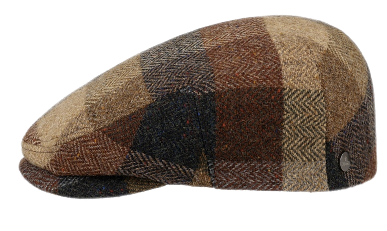 Lierys Wool Herringbone Check Flat Cap for Men - Classic Winter Hat for Outdoor Activities, Casual Wear & Fashion Accessories