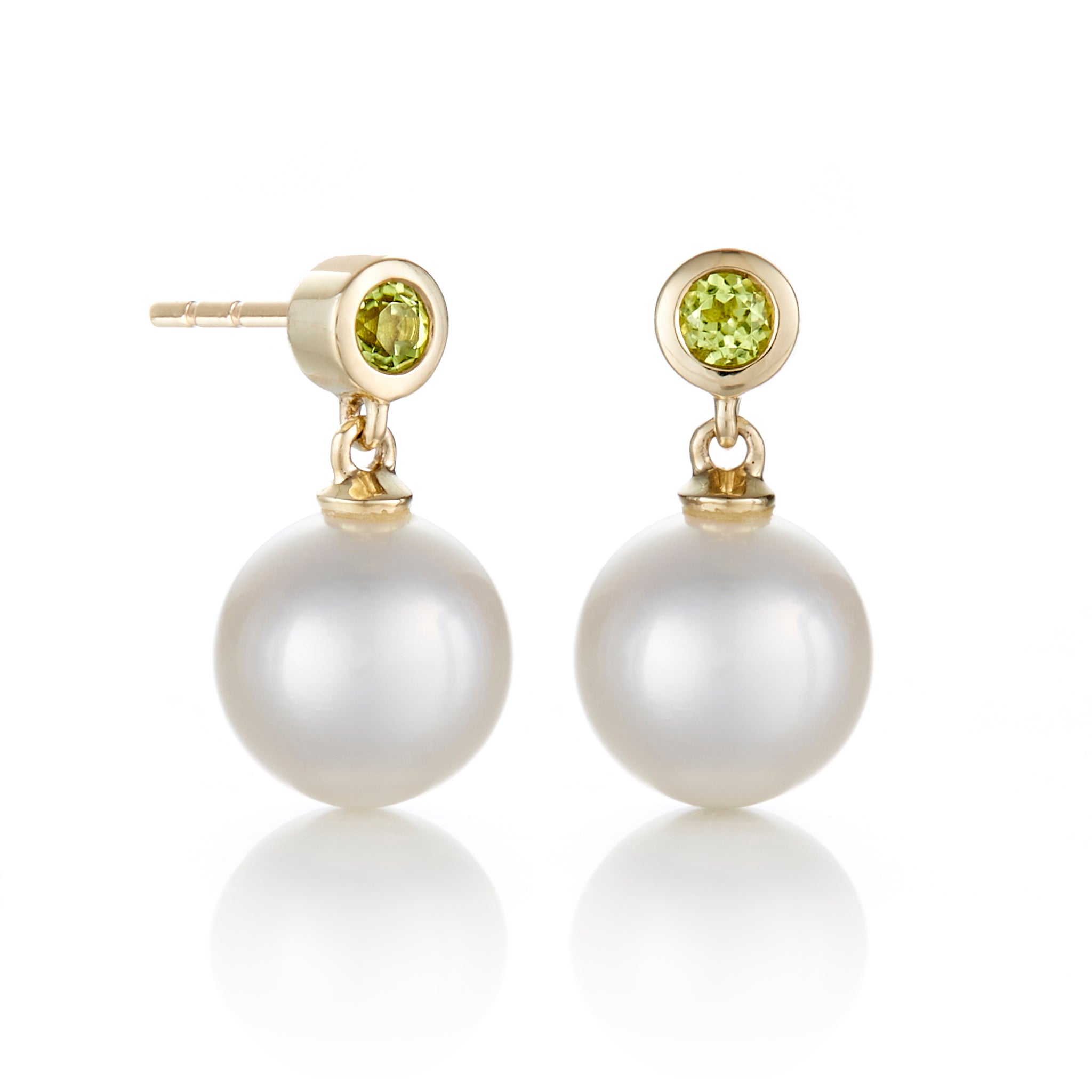 Elegant Peridot & White Pearl Drop Earrings for Women | Dainty Dangle Jewelry for Weddings, Parties & Special Occasions