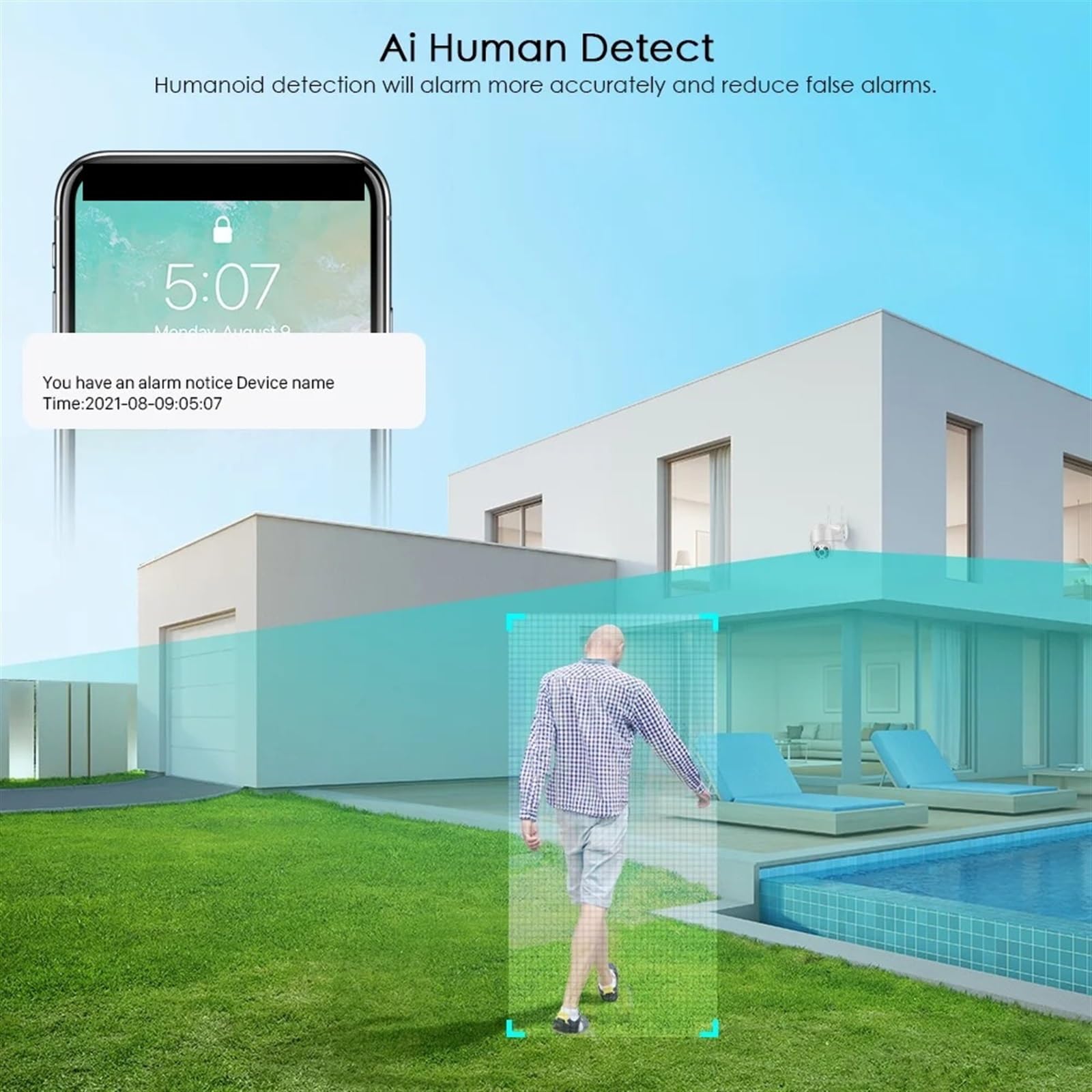 8MP 4K PTZ Outdoor Security Camera with AI Human Detection - Wireless IP Surveillance Camera, 4X Digital Zoom, Auto Tracking & Motion Detection for Home/Business Security (Cloud Supported) - Ideal for 24/7 Property Monitoring & Smart Home Protection