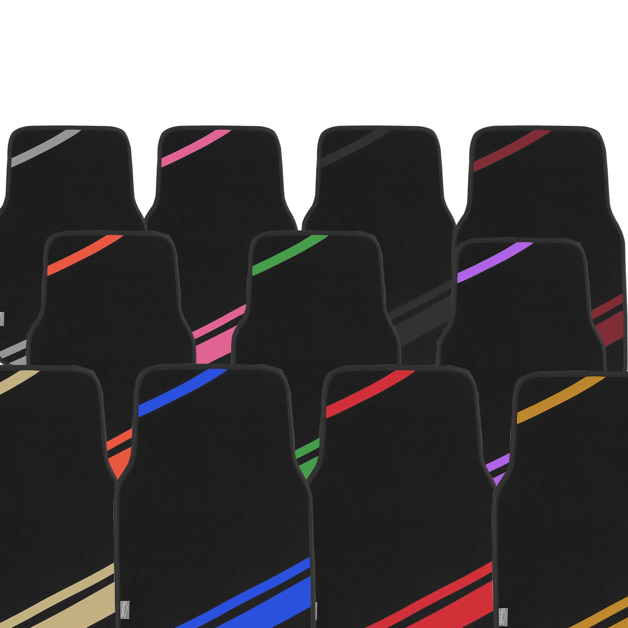 FH Group Universal Car Floor Mats - All-Purpose Faux Leather & Carpet Combo (Purple Stripes Design) for Sedans, SUVs & Trucks | Durable Seat Protector for Everyday Driving, Road Trips & Off-Road Adventures