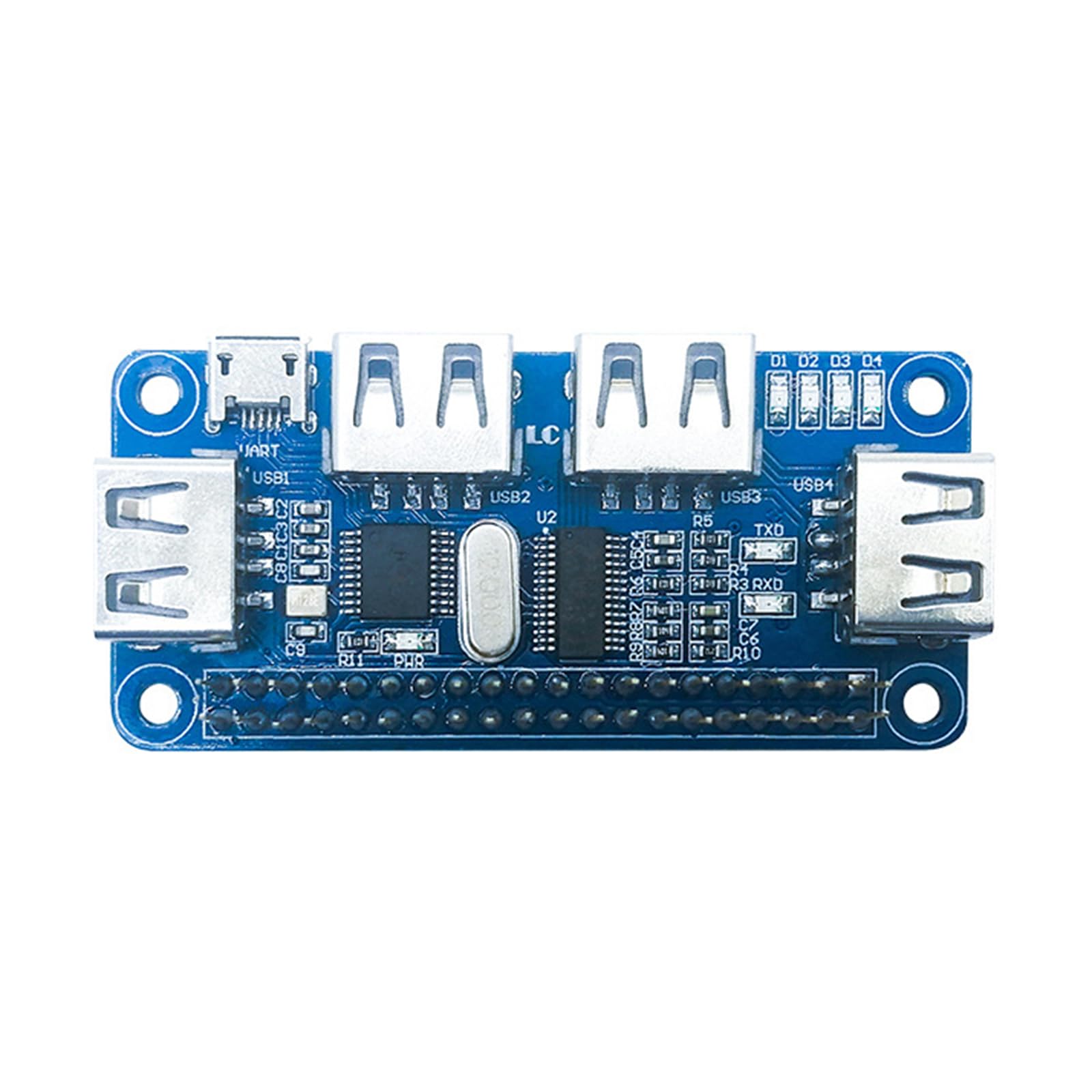 Raspberry Pi USB Hub 4-Port 3.0 with UART Chip - Perfect for DIY Projects & IoT Devices
