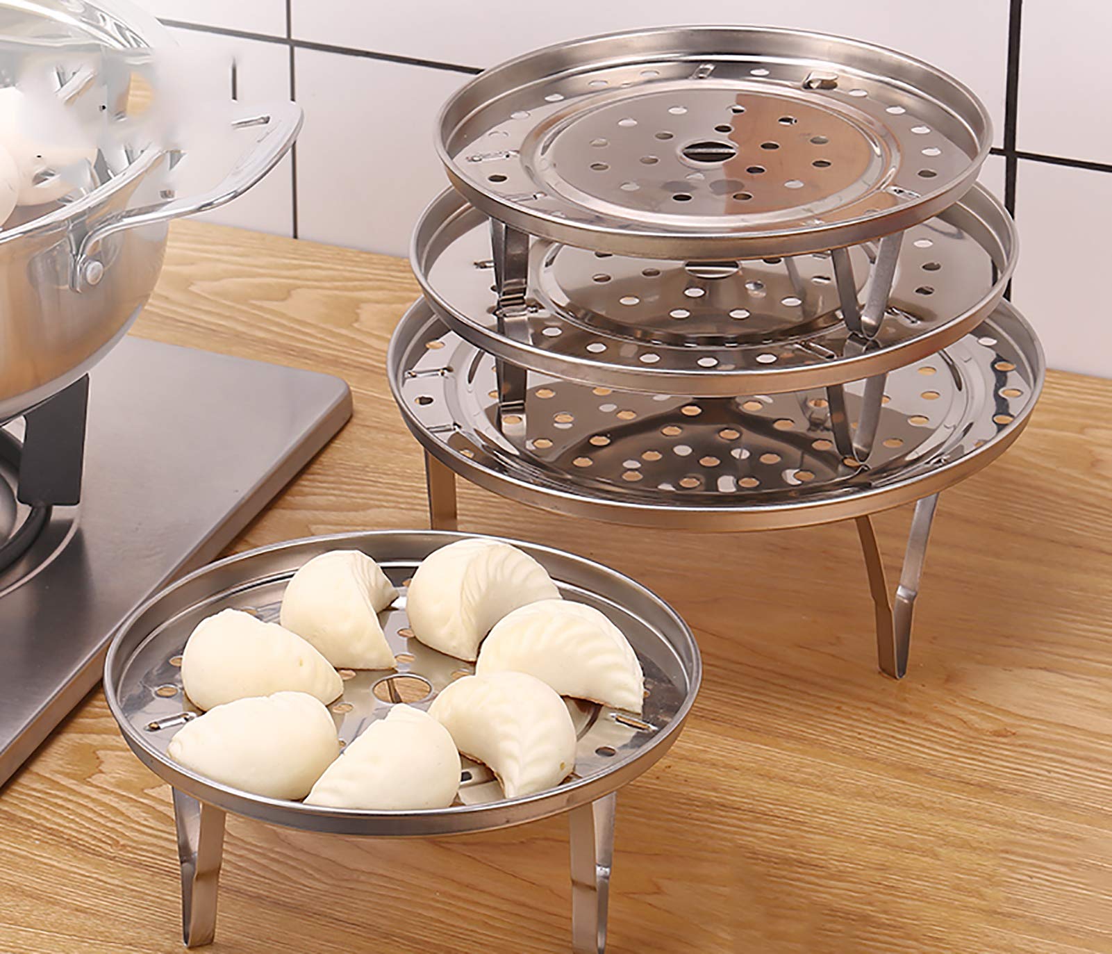 10.8 Inch Stainless Steel Cooker Rack 2-Pack - Pressure Canner Rack with 3 Short & 3 Tall Detachable Legs for Cooking, Baking, Steaming, Toasting - Perfect for Canning Jars, Bread, Toast, Salad Prep (10.8