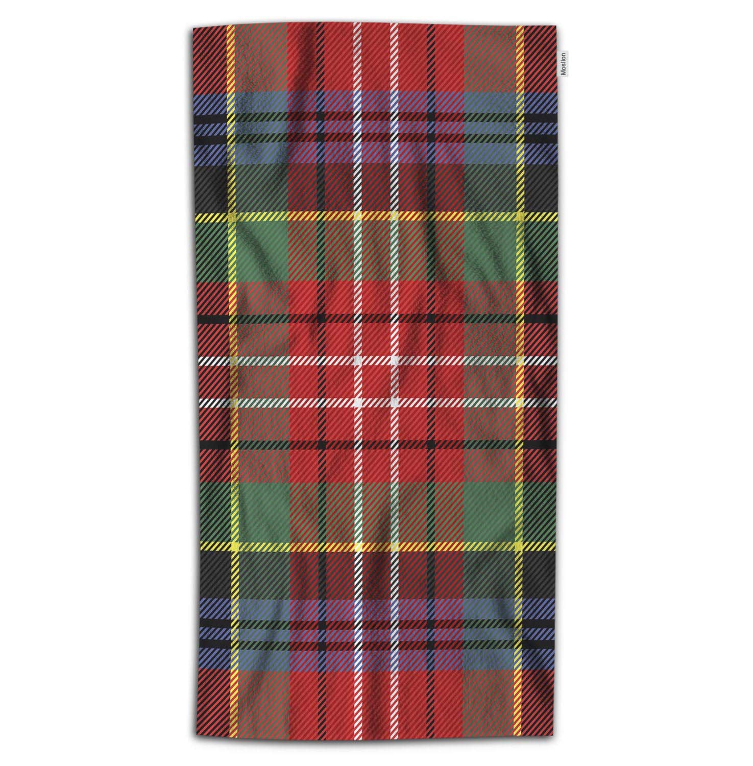 Premium Scottish Plaid Bath Towel - Red & Green Buffalo Tartan Gingham Pattern | Ultra Soft Microfiber for Face, Hands & Body | 32x64 Inch Large Bath, Beach & Gym Towel | Perfect for Christmas Gifts, Home Decor & Spa Days