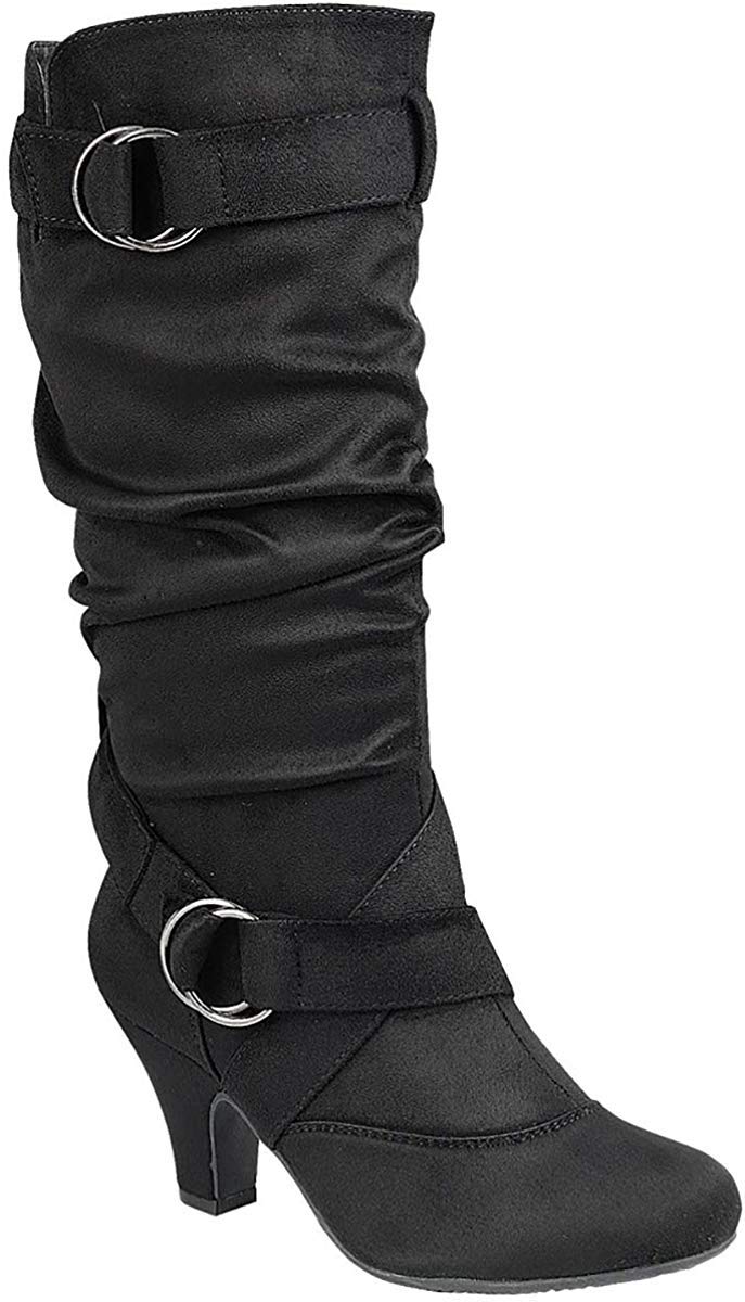 CC Maggie-38 Women's Knee High Kitty Heel Boots with Wide Shaft - Stylish Comfort for Office, Party & Everyday Wear