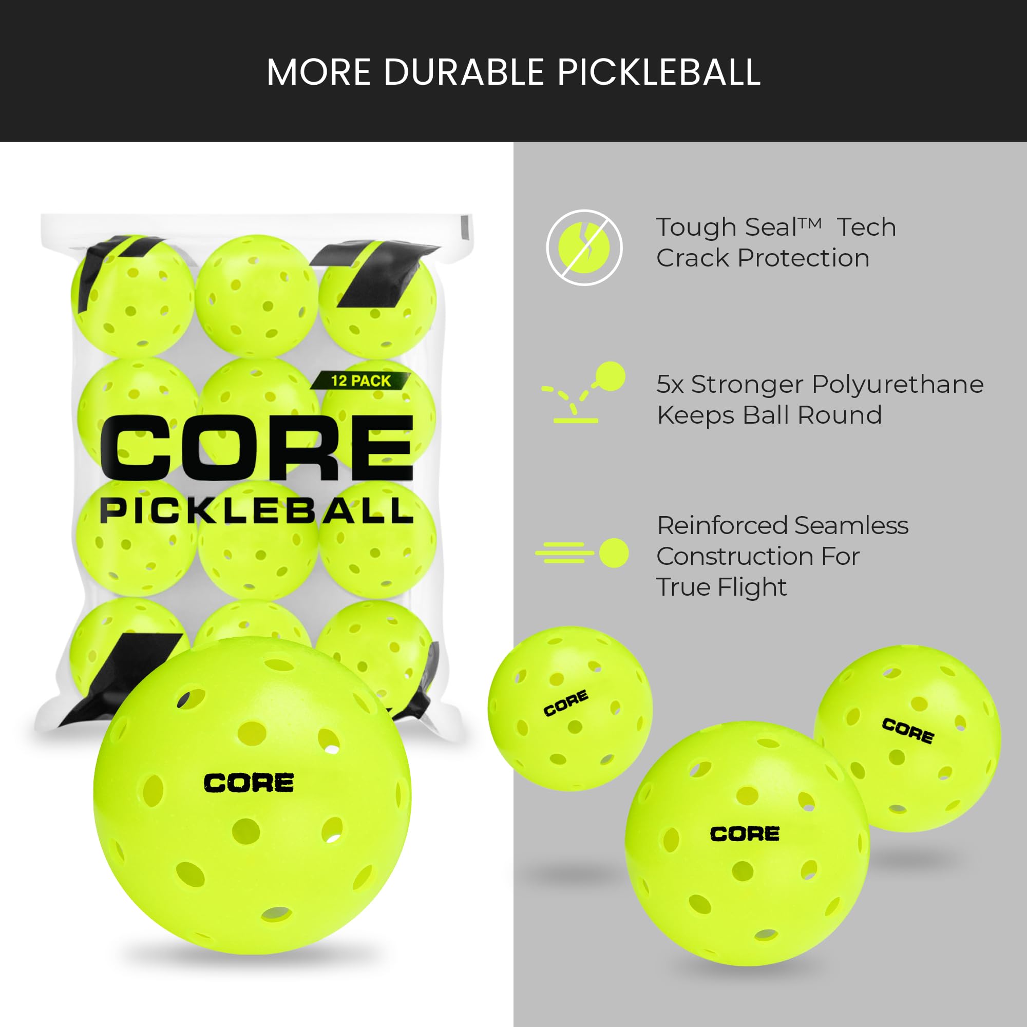 Premium Outdoor Pickleball Balls - USAPA Approved Set of 4-50 | Durable 40-Hole Polypropylene Design for Professionals & All Skill Levels | Perfect for Tournaments, Backyard Games & Club Play