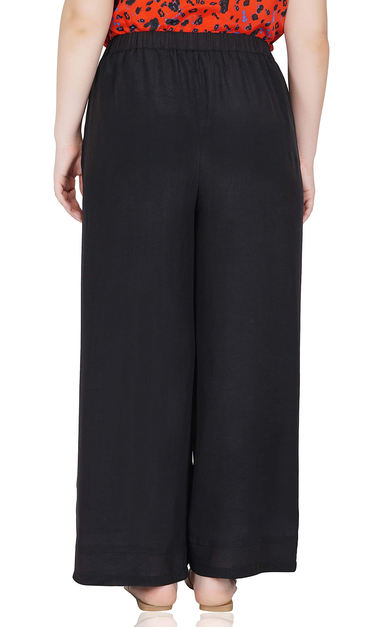Women's Wide Leg Viscose Pants - Plus Size 1X Black Flowy Lounge Pants for Casual Wear, Office & Travel