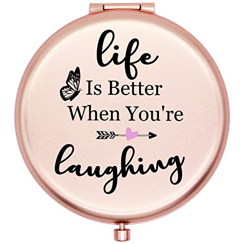 Inspirational Travel Makeup Mirror with Motivational Quotes - Perfect Gift for Women, Sister, Daughter, Niece, Friend - Birthday, Christmas, Graduation Present - Compact Pocket Mirror for On-the-Go Beauty (Great for Travel, Office, Purse & Daily Use)