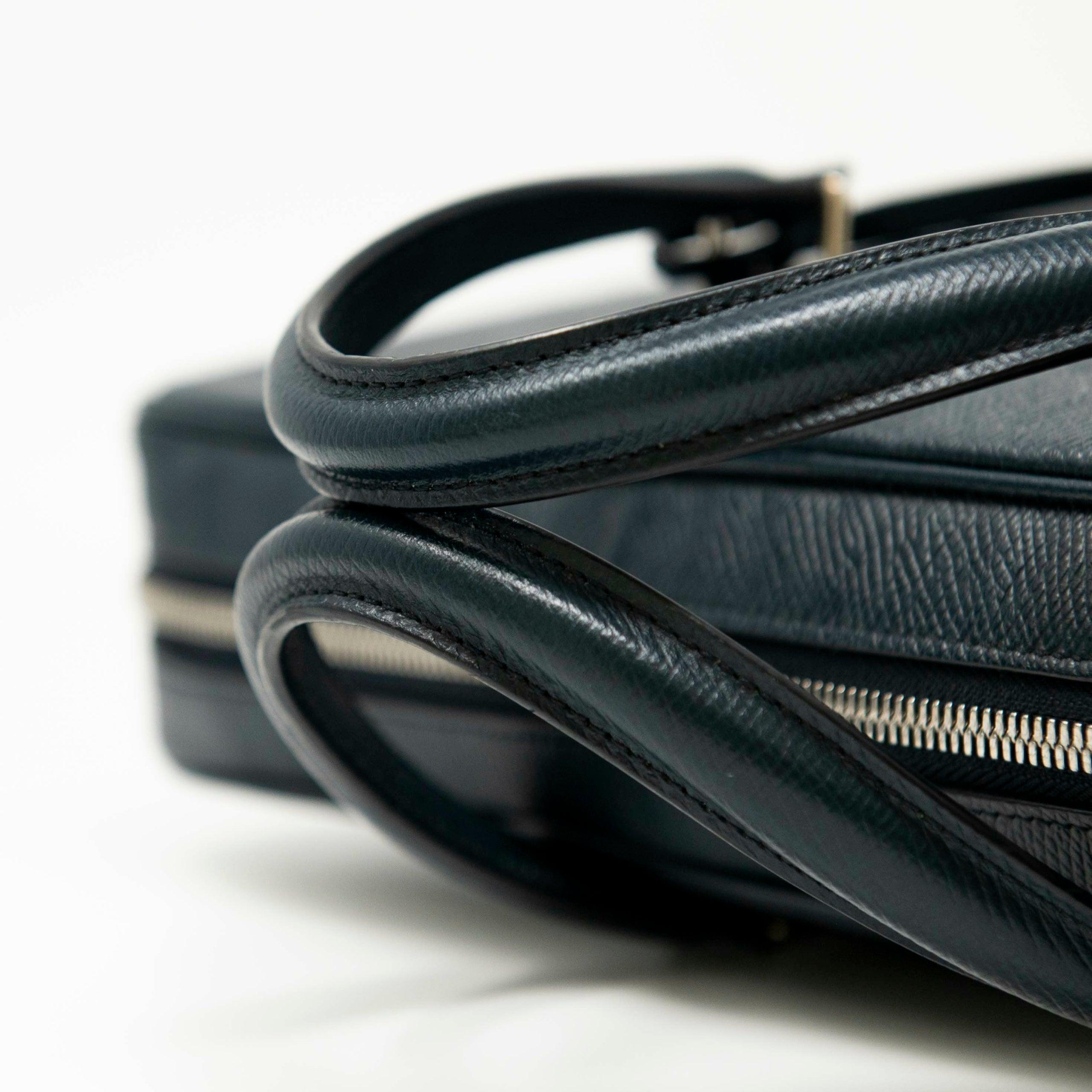 Luxury Celine Navy Grained Calfskin Leather Briefcase for Men - Professional Business Work Bag for Office, Travel & Executive Meetings