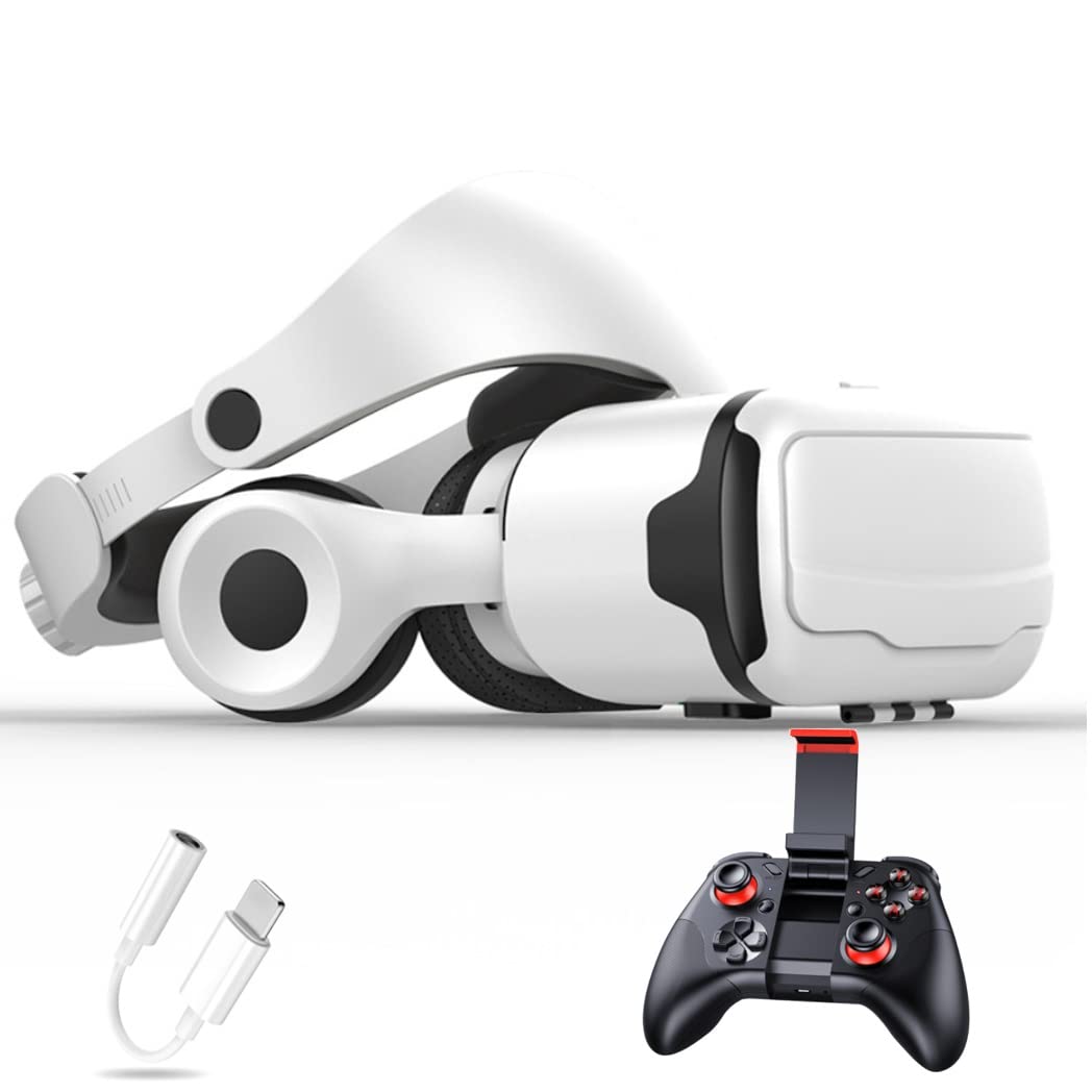 3D VR Headset for iPhone 13 Pro Max/13 Pro/13/12/11 & Samsung Galaxy S21 - Bluetooth Controller Virtual Reality Goggles for Huawei, Xiaomi - Immersive Gaming & Movie Watching Experience