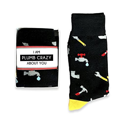 Funny Plumber Socks for Men - Novelty Crew Socks with Doodle Beads & 'Plumbers Know Their Crap' Design - Perfect Birthday Gift for Drain Surgeons & Plumbing Professionals (Great for Work, Gag Gifts & Casual Wear)