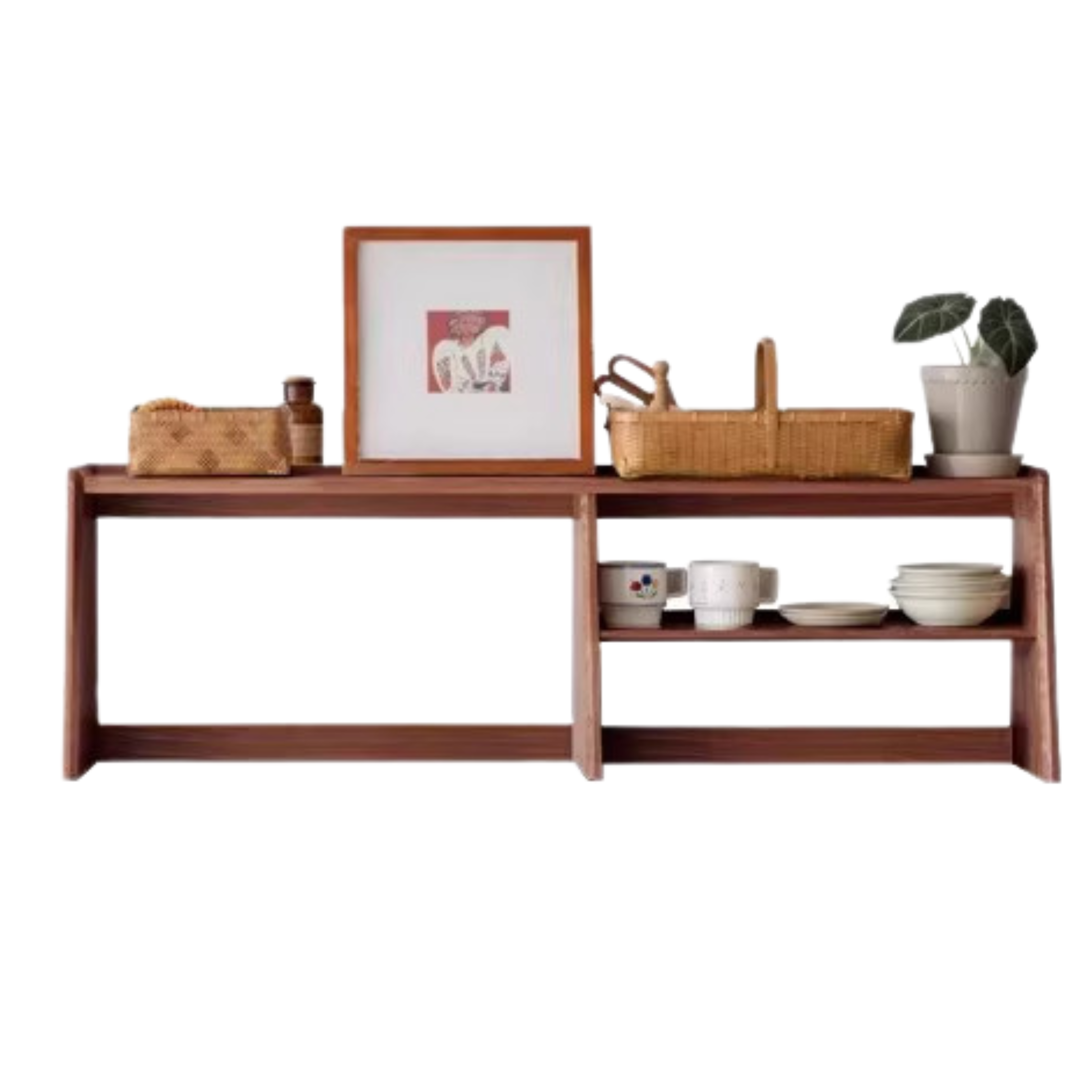 Solid Oak Wood Sideboard Shelf - Rustic Kitchen Storage Shelf for Dining Room, Living Room & Home Decor | Perfect for Organizing Dishes, Cookbooks & Displaying Decor