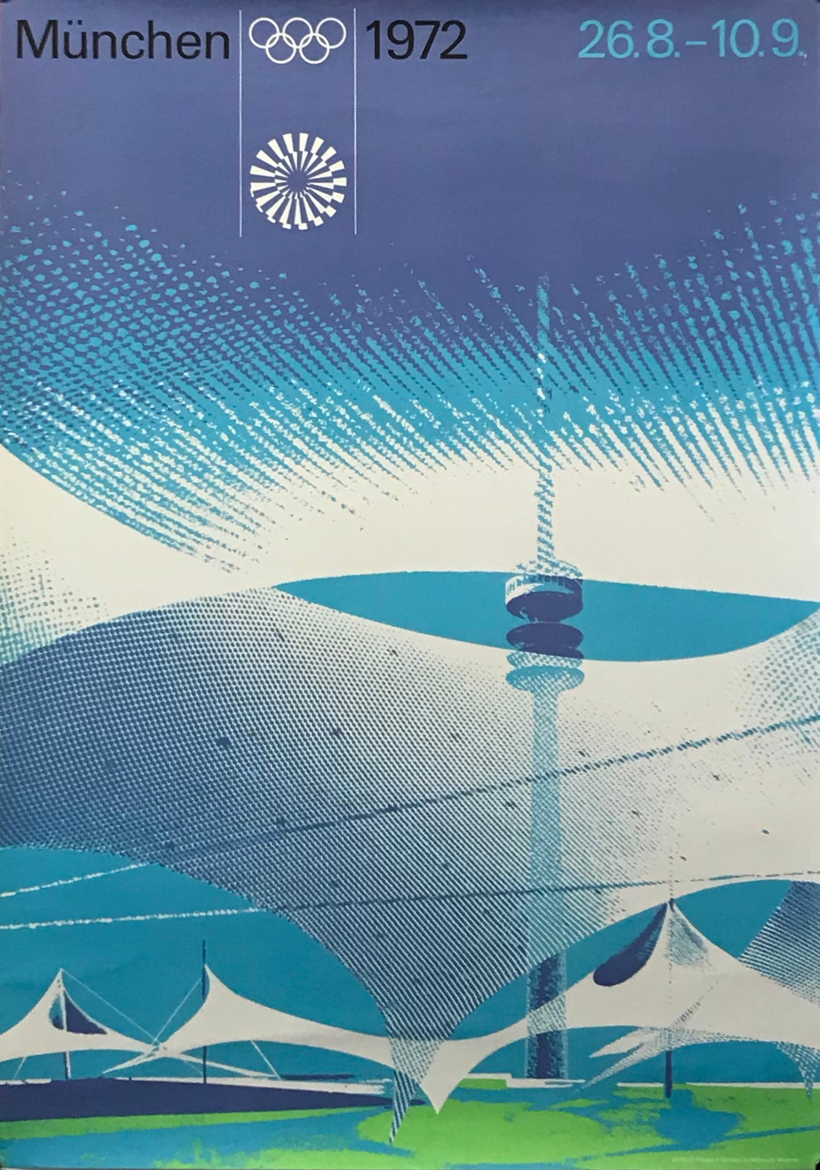 Vintage 1972 Munich Olympics Poster - Otl Aicher Landscape Design - Large Size for Collectors & Sports Memorabilia - Perfect for Home Decor, Office Wall Art & Olympic Games Enthusiasts