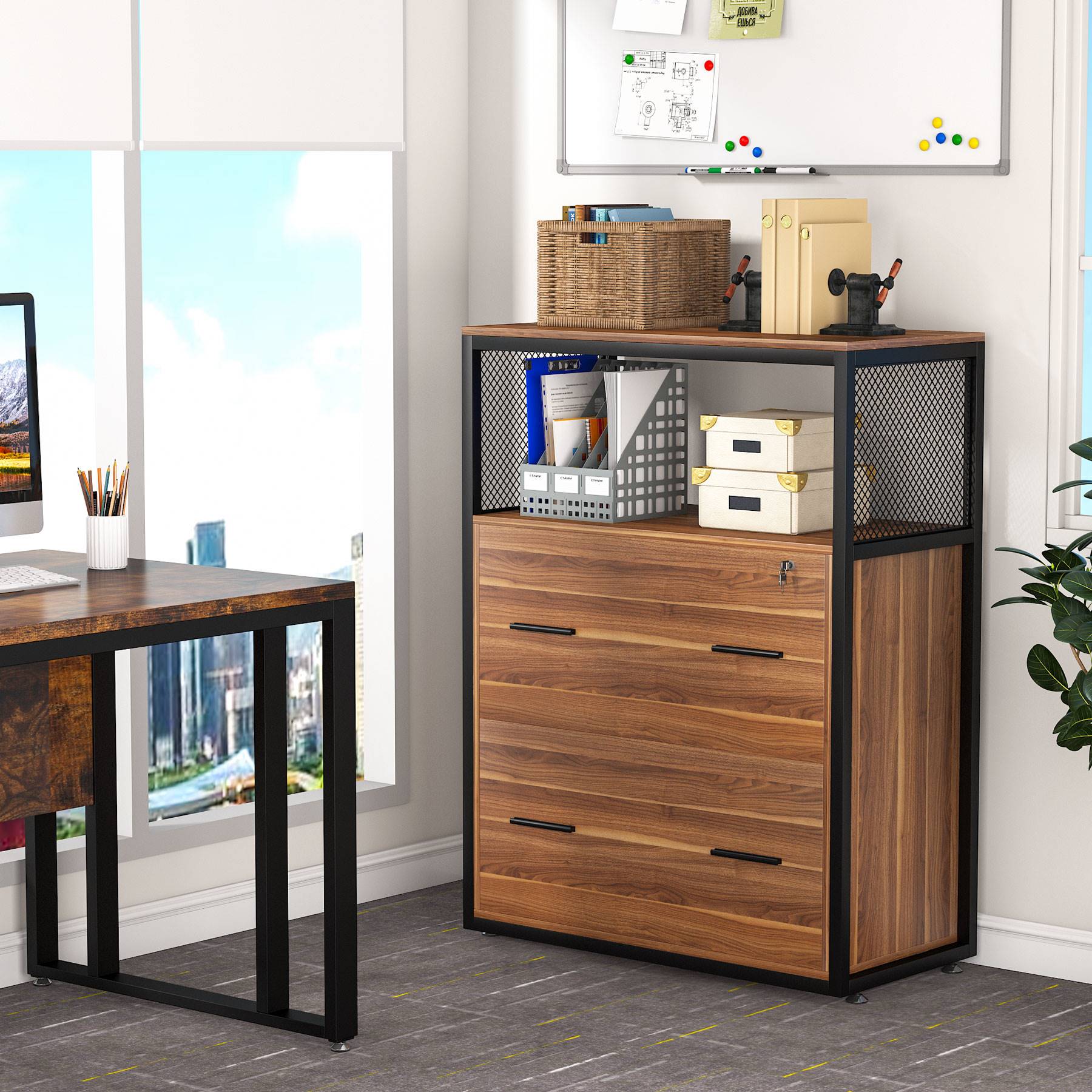 2-Drawer File Cabinet with Lock - Letter/Legal/A4 Size Metal Filing Cabinet for Office, Home, or School Organization