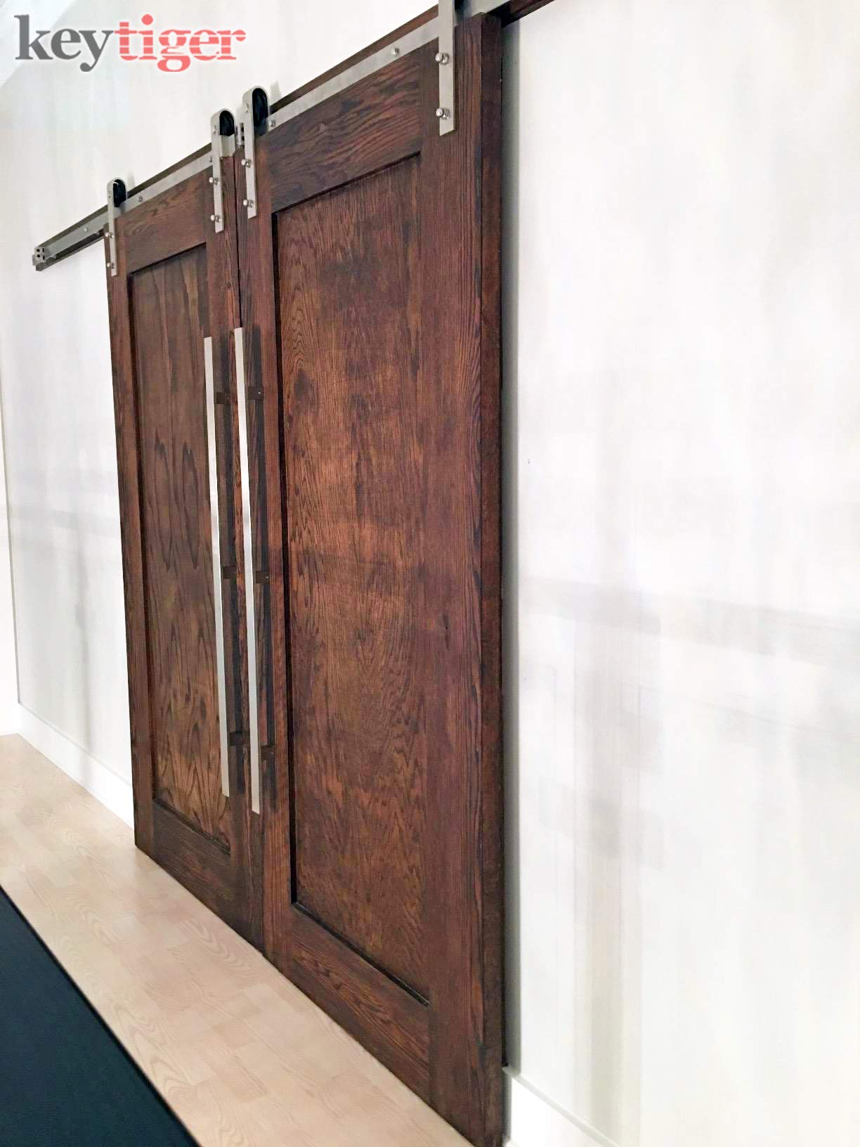 32 Inch Stainless Steel Door Handles - Brushed Nickel Satin Finish, Modern Back-to-Back Front Handle Pulls for Wood, Glass, Metal Doors - Home, Office, Shop, Shower & Barn Use - Durable Flat Rectangle Bar Design for Smooth Operation