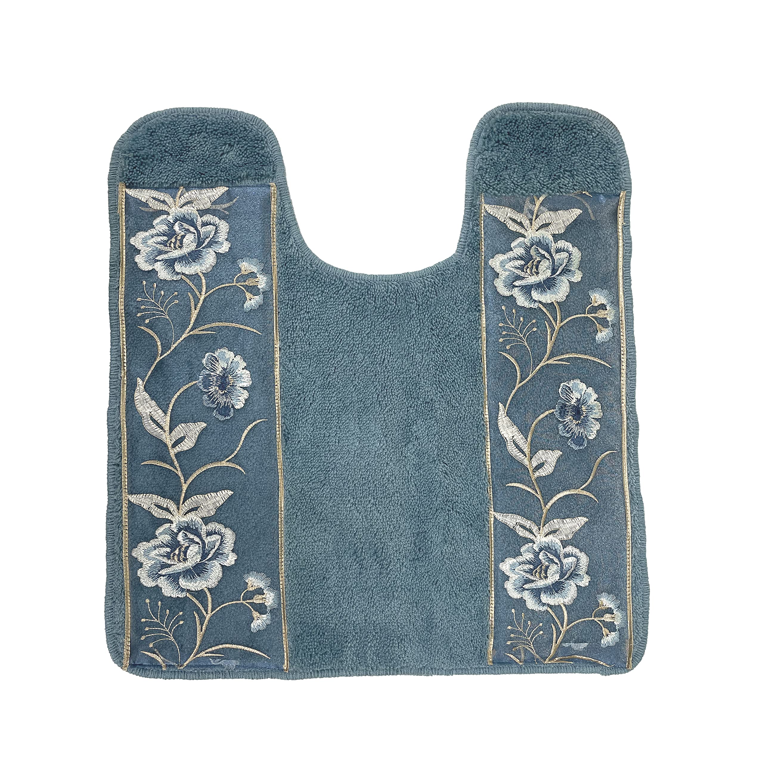 Dublin Rose Contour Blue Bath Mat - Non-Slip, Absorbent & Soft Bathroom Rug for Shower, Tub & Vanity Area