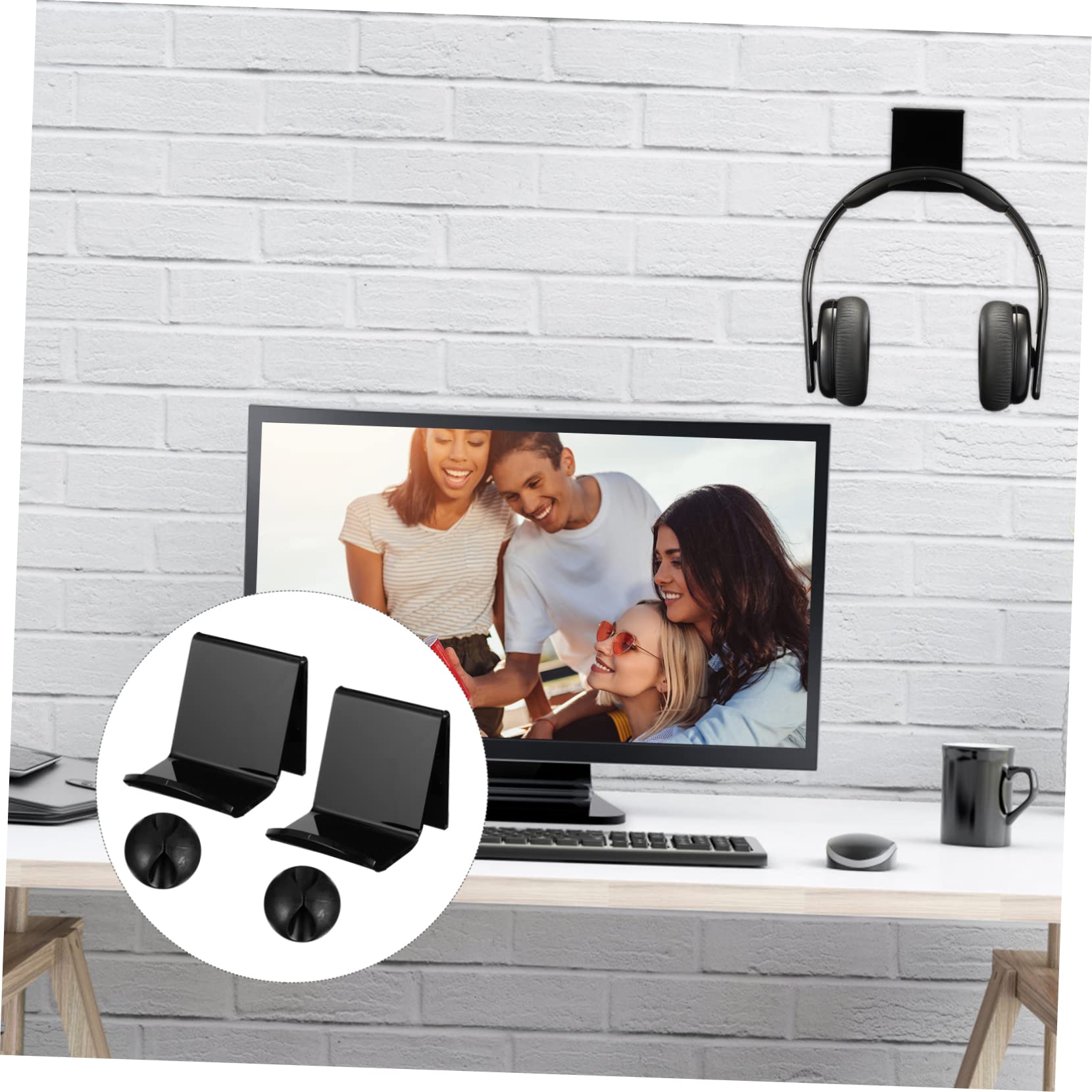 Angoily 2-Pack Clear Acrylic Headphone Hanger Wall Mount - Space-Saving Headset Stand Holder for Gaming, Office & Home Organization
