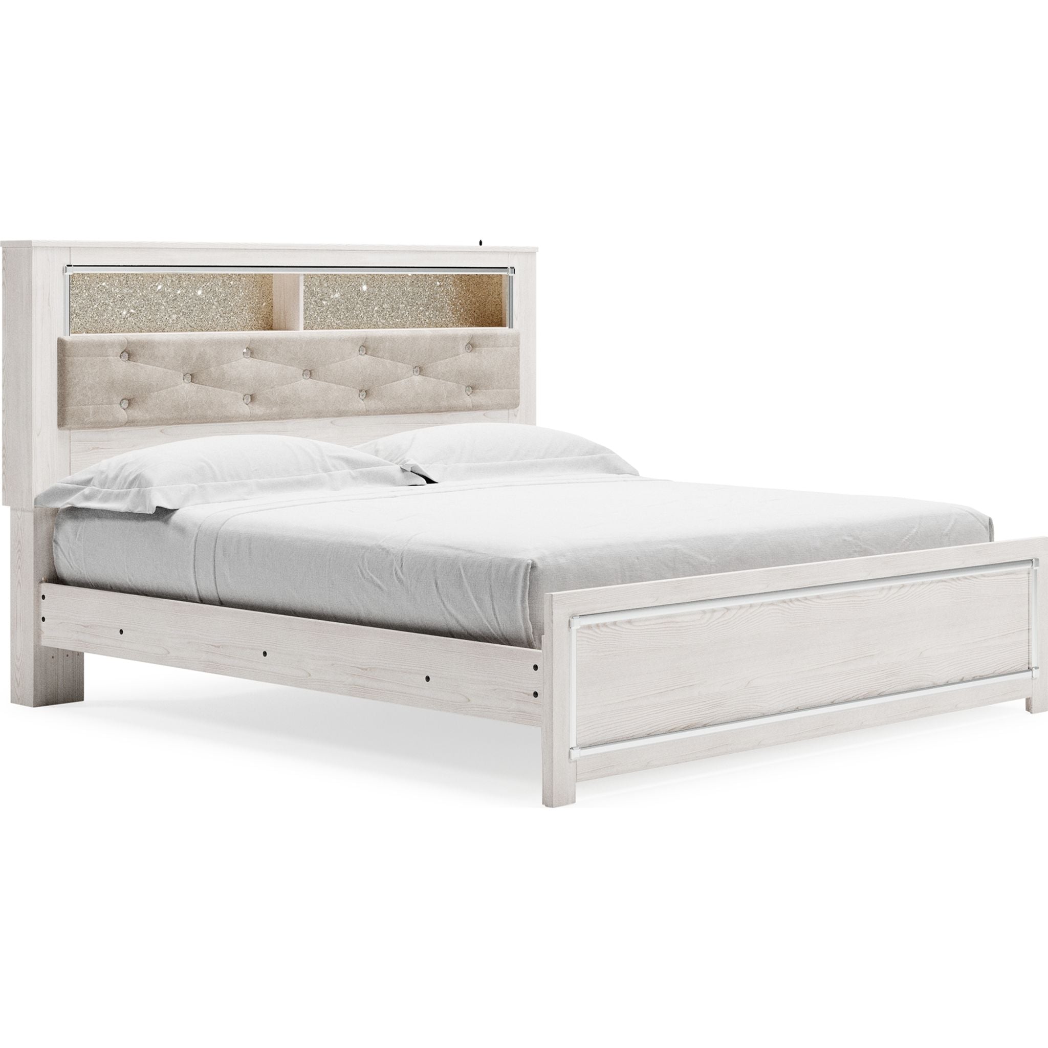 Altyra White Bookcase Bed with Storage - Modern Space-Saving Bed Frame for Small Apartments & Dorm Rooms