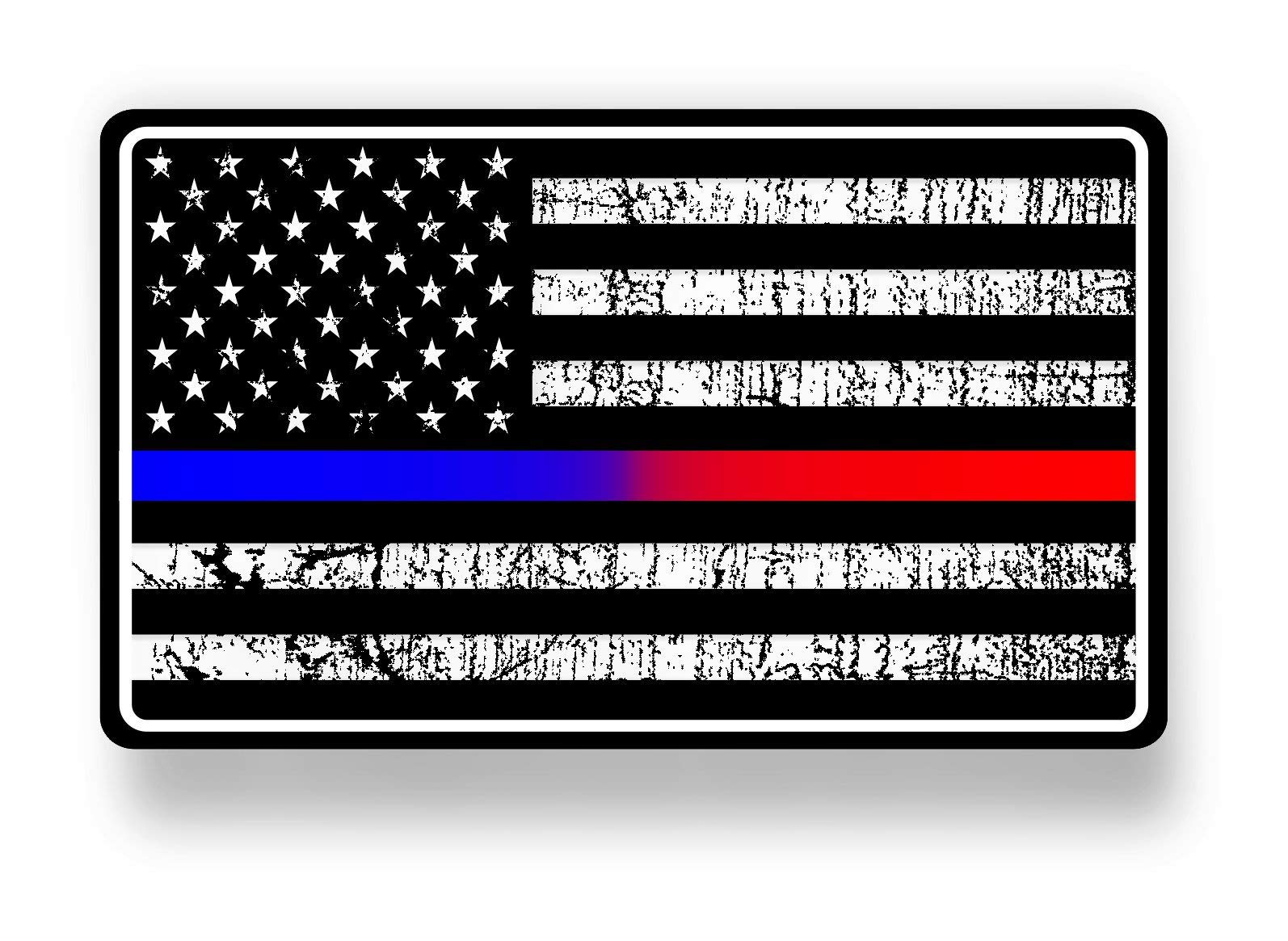 Police & Fire Dept. Blue Red Line American Flag Car Decals - 5