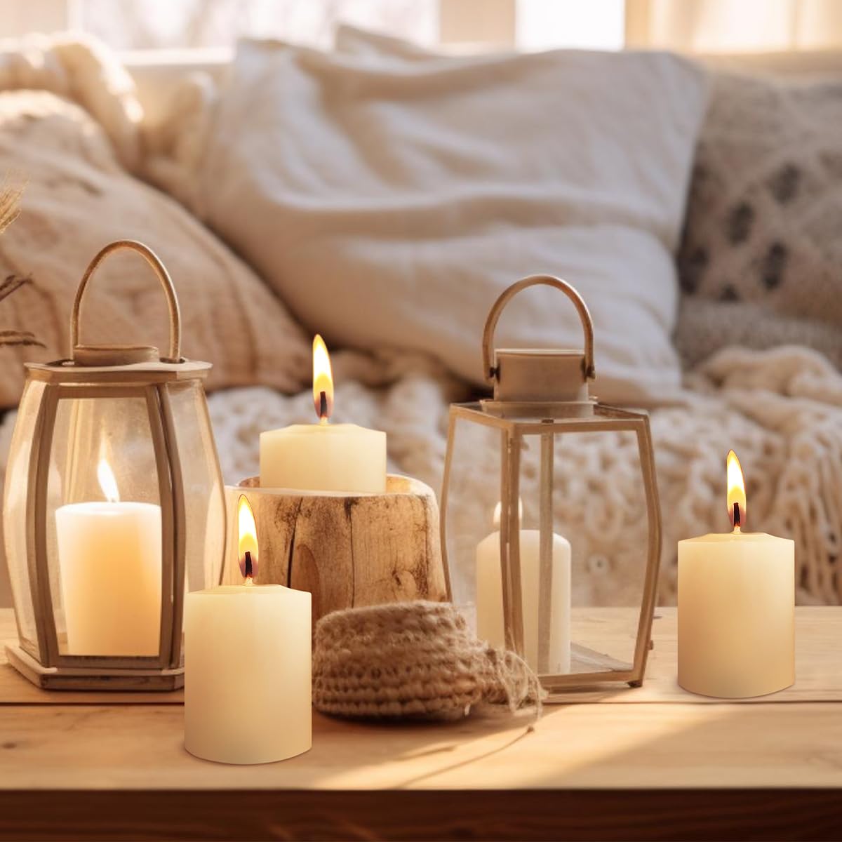 Long-Lasting Unscented White Votive Candles - 24 Pack Small Pillar Candles for Weddings, Church, Home Decor & Relaxation