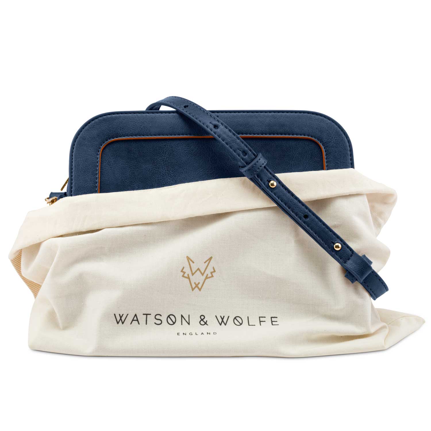 Wilton Vegan Leather Crossbody Bag for Women - Stylish Navy & Orange Purse | Perfect for Work, Travel & Everyday Use
