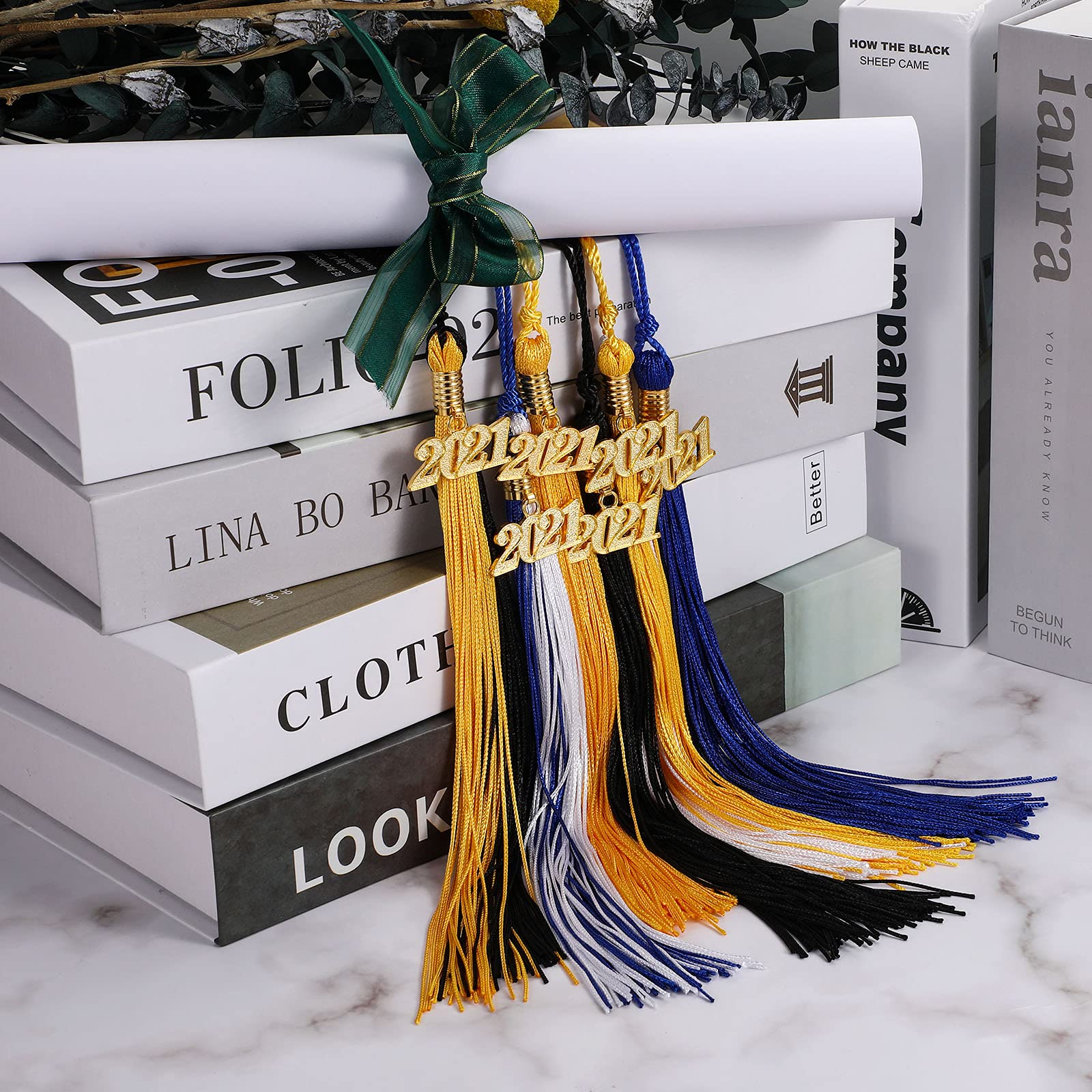 3 Pack Graduation Honor Cords & Tassel Set with 2021 Gold Charm - Black & Gold Academic Regalia for High School & College Graduates - Perfect for Graduation Ceremonies, Parties & Decorations