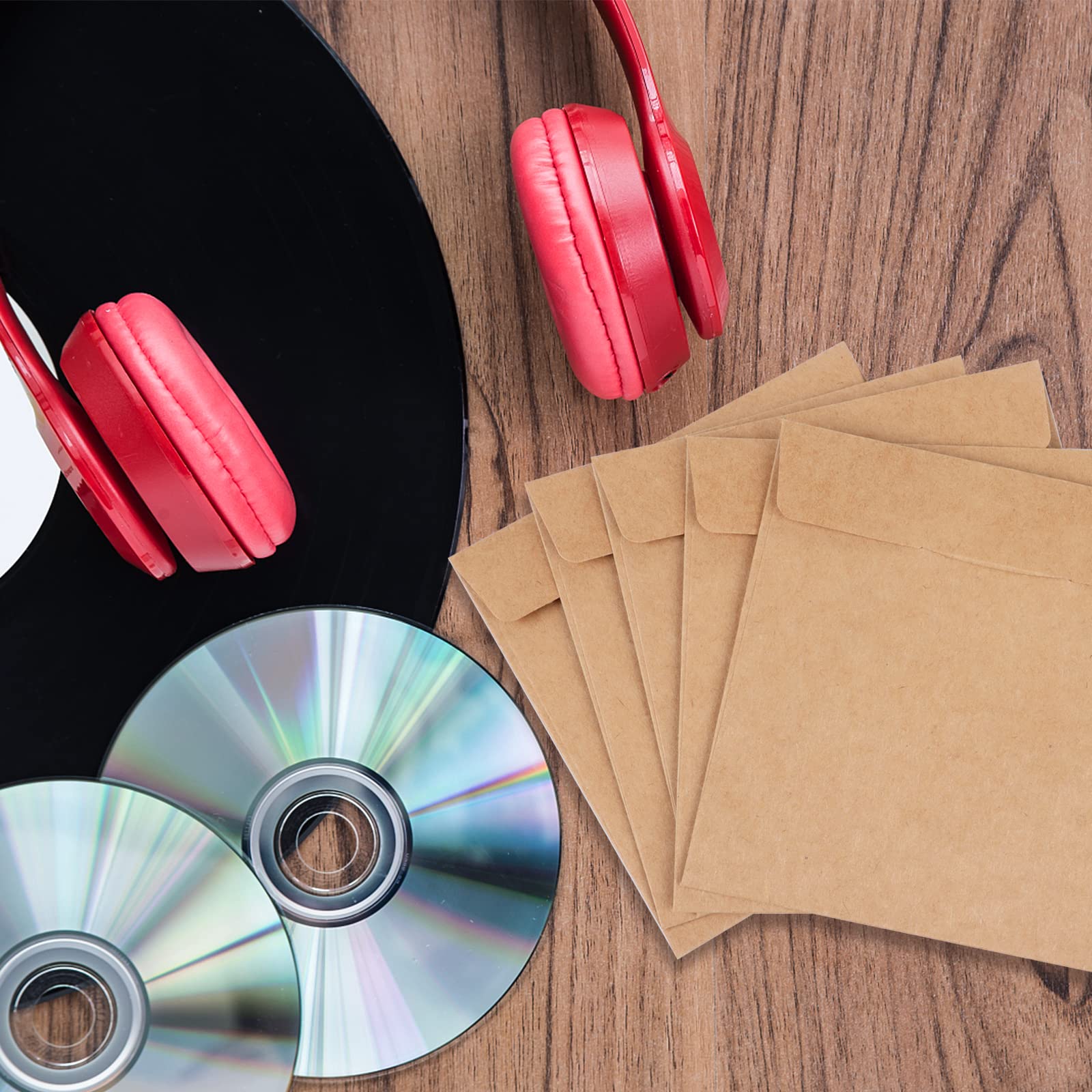 50 Pack Eco-Friendly Kraft Paper CD/DVD Sleeves - 4.7x4.7 Inch Blank Storage Envelopes for Music, Movies & Data Discs - Perfect for Home Organization, Media Archiving & Gift Packaging