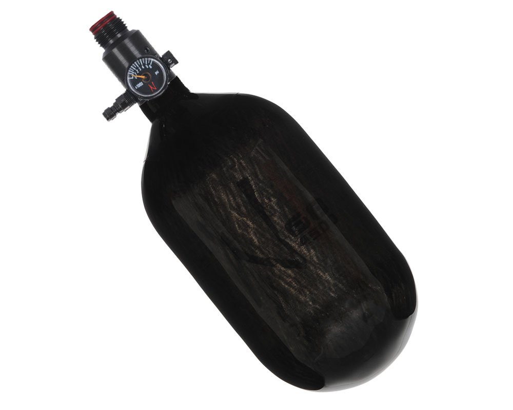 Ninja Paintball Compressed HPA Air Tank with Adjustable Regulator - 68/4500 Carbon Fiber, Standard Adjustable Regulator, Translucent Black (68ci) - Perfect for Tournament Play, Speedball & Woodsball Scenarios