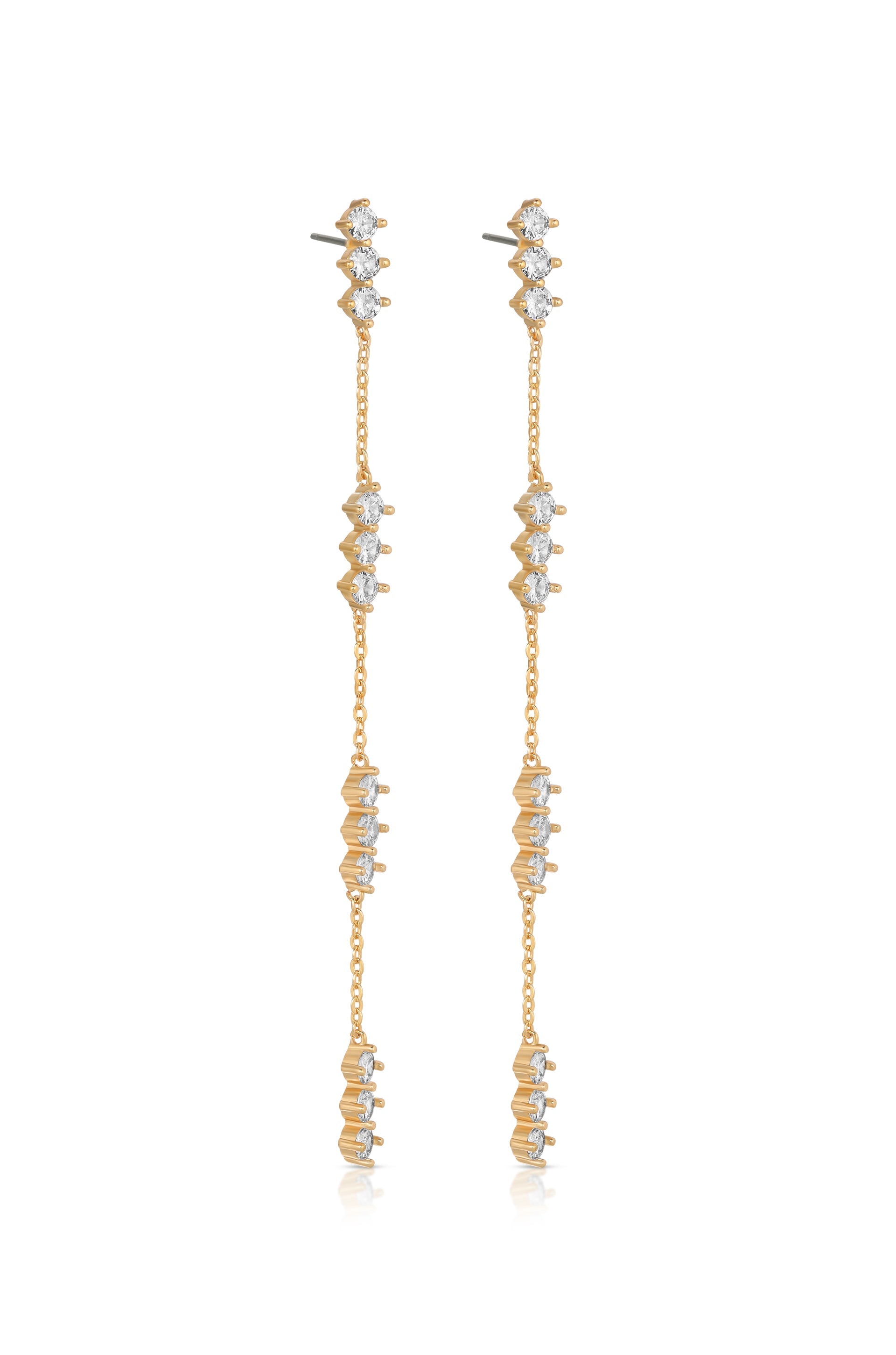 Elegant Linear Crystal Drop Earrings for Women - Sparkling Dangling Ear Jewelry for Parties, Weddings & Evening Events