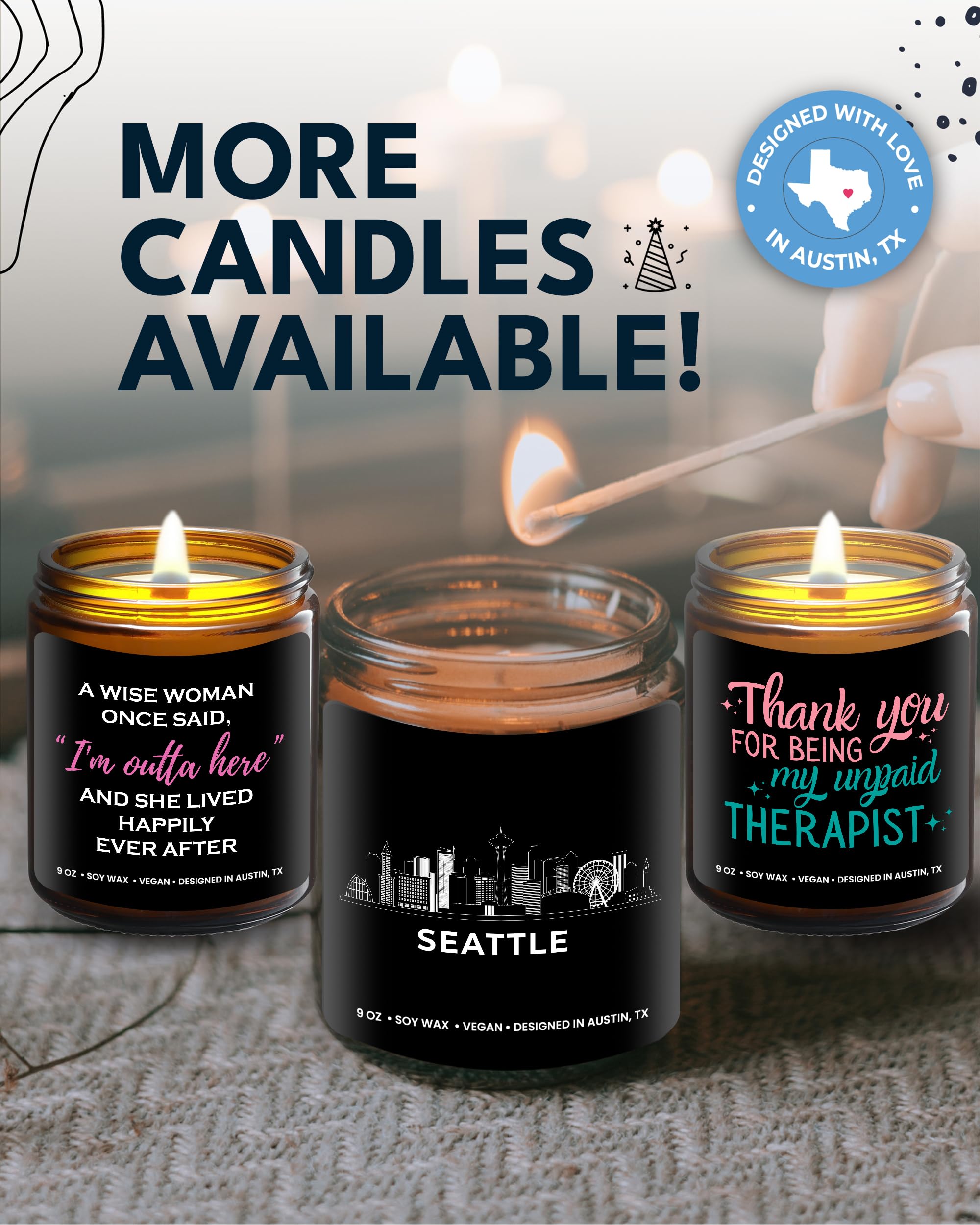 Seattle Scented Candle - Best Seattle Souvenirs & Unique Gifts for Women & Men | Seattle-Themed Home Decor, Birthday, Christmas & Housewarming Presents | Perfect for Relaxation & Pacific Northwest Inspired Spaces