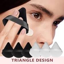 6Pcs Triangle Powder Puff Set - Soft Velour Makeup Sponge for Loose & Mineral Powder - Foundation & Wet/Dry Application - Perfect for Travel & Professional Makeup (Black)