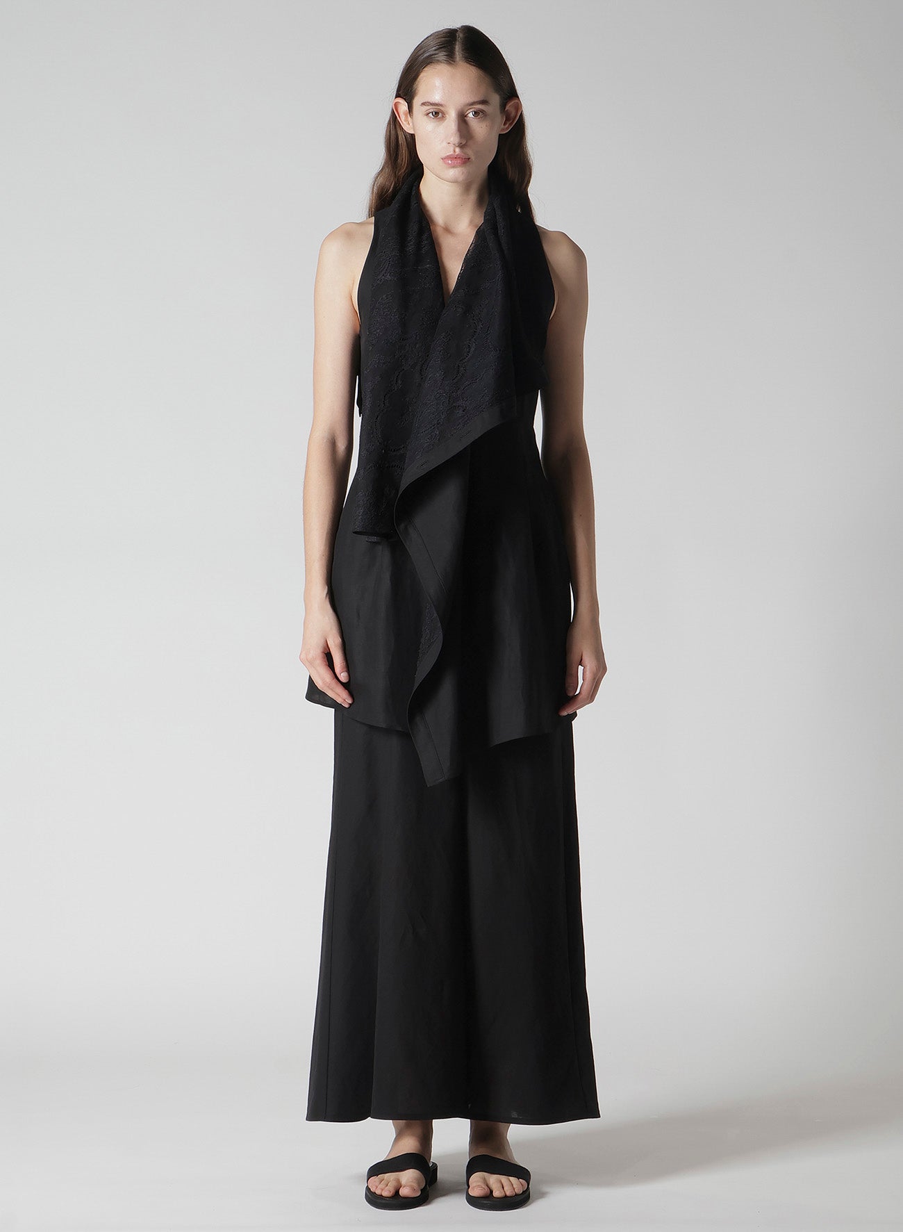 Stylish C/Li Gabardine Draped Long Vest for Women - Elegant Layering Piece for Office, Casual Outfits & Evening Wear