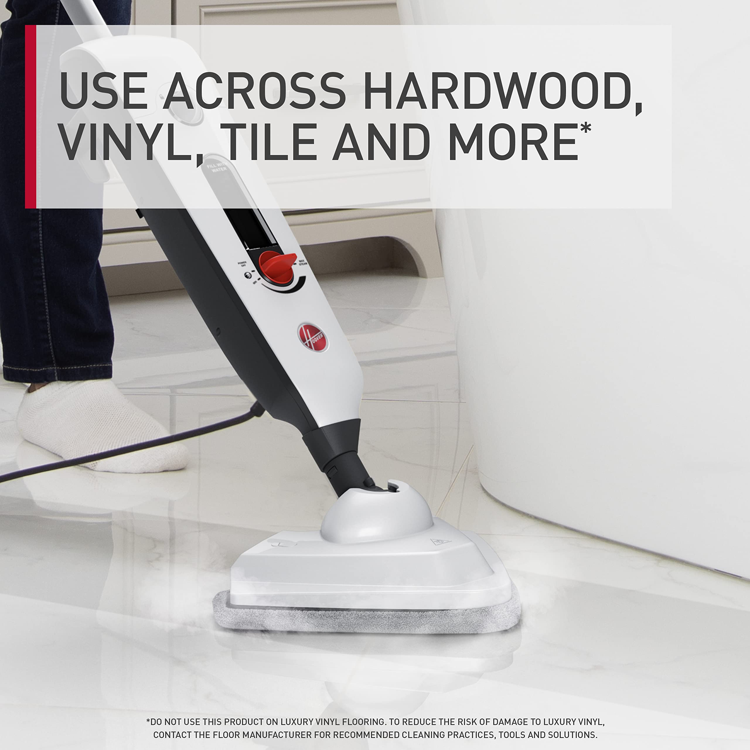 Hoover Steam Complete Steam Mop | Hard Floor Cleaner Machine with Carpet Glide Attachment | Multi-Surface Cleaner for Hardwood, Vinyl, Tile & Grout | Perfect for Kitchen, Bathroom & High-Traffic Areas