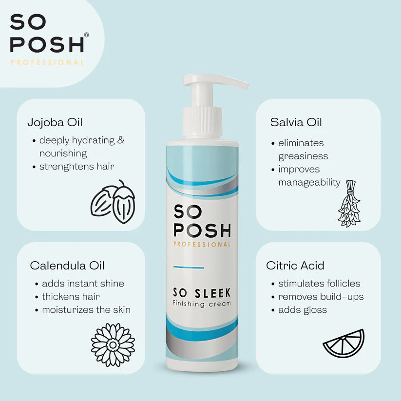 So Posh So Sleek Finishing Cream - 8.45oz (250ml) Hair Styling Cream for Smooth & Shiny Hair - Perfect for Daily Styling & Special Occasions