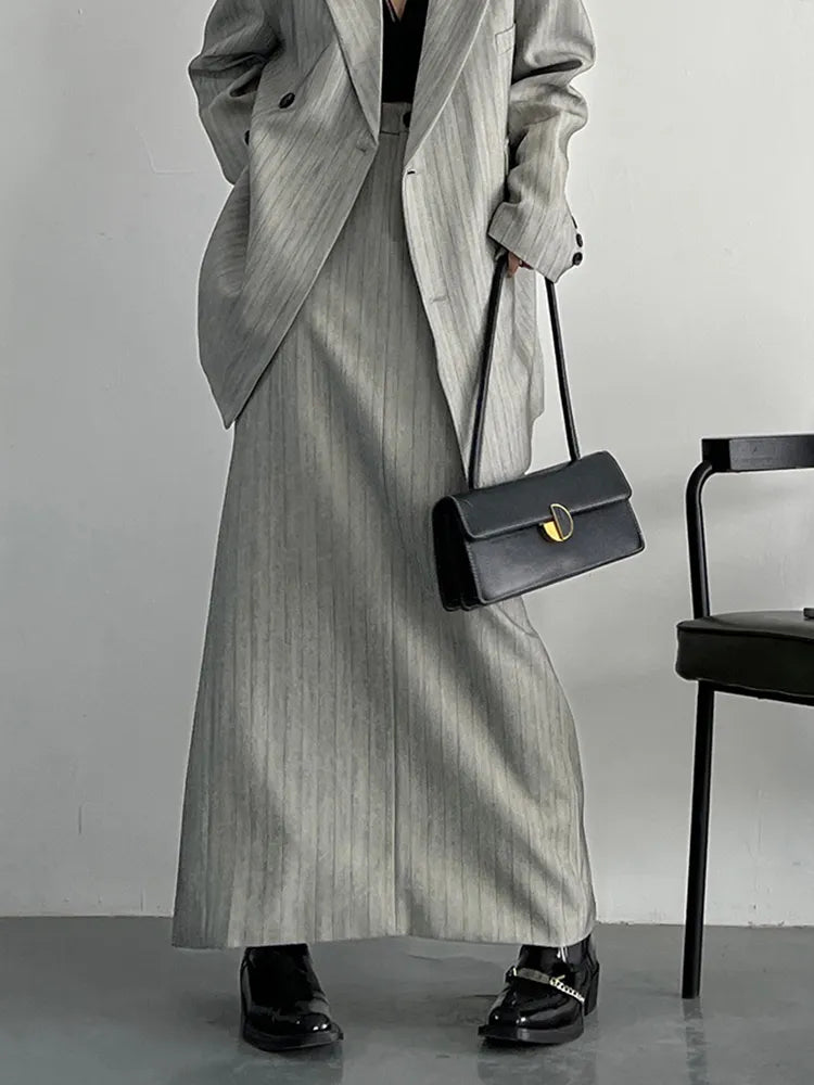 Elegant High Waist A-Line Skirt for Women - Striped & Solid Minimalist Skirt | Fashionable Office Wear & Casual Outfit
