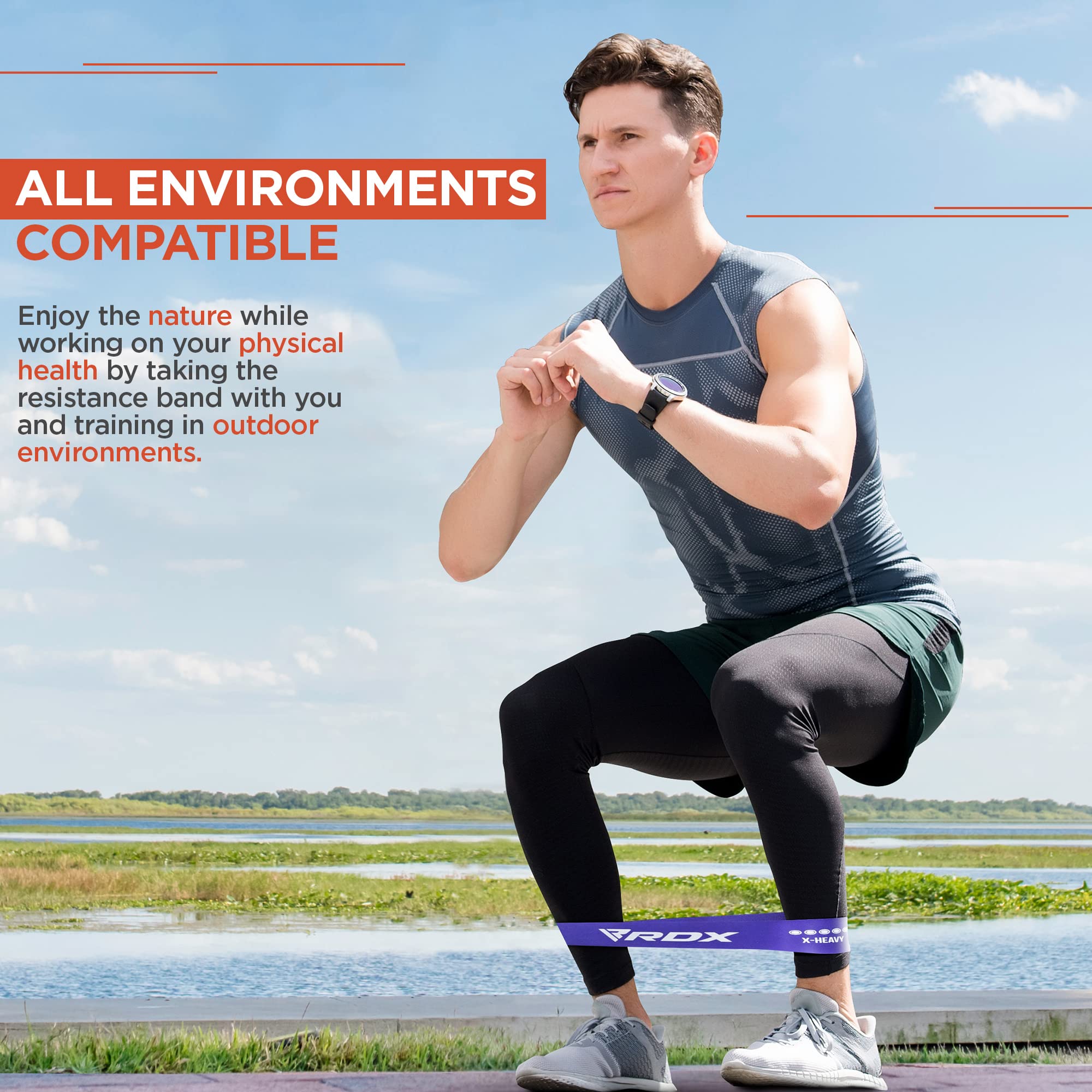 RDX 5-Level Resistance Bands Set - RoHS & CPSIA Certified, Skin-Friendly Thick Stretch Loops for Yoga, Home Gym, Fitness Workouts - Perfect for Glutes, Pilates, Leg & Arm Training, Mobility Exercises & Body Toning - Ideal for Home Workouts, Gym Training & Physical Therapy Sessions