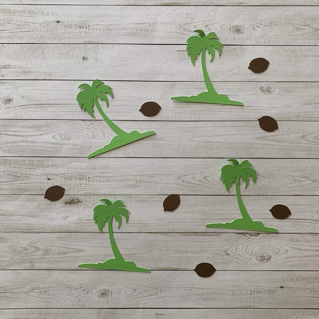 Tropical Confetti Set - Palm Tree & Coconut Cutouts for Beach Party, Luau Decorations, Baby Shower & Table Scatter | Vibrant Hawaiian-Themed Party Supplies for Summer Celebrations & Tropical Events