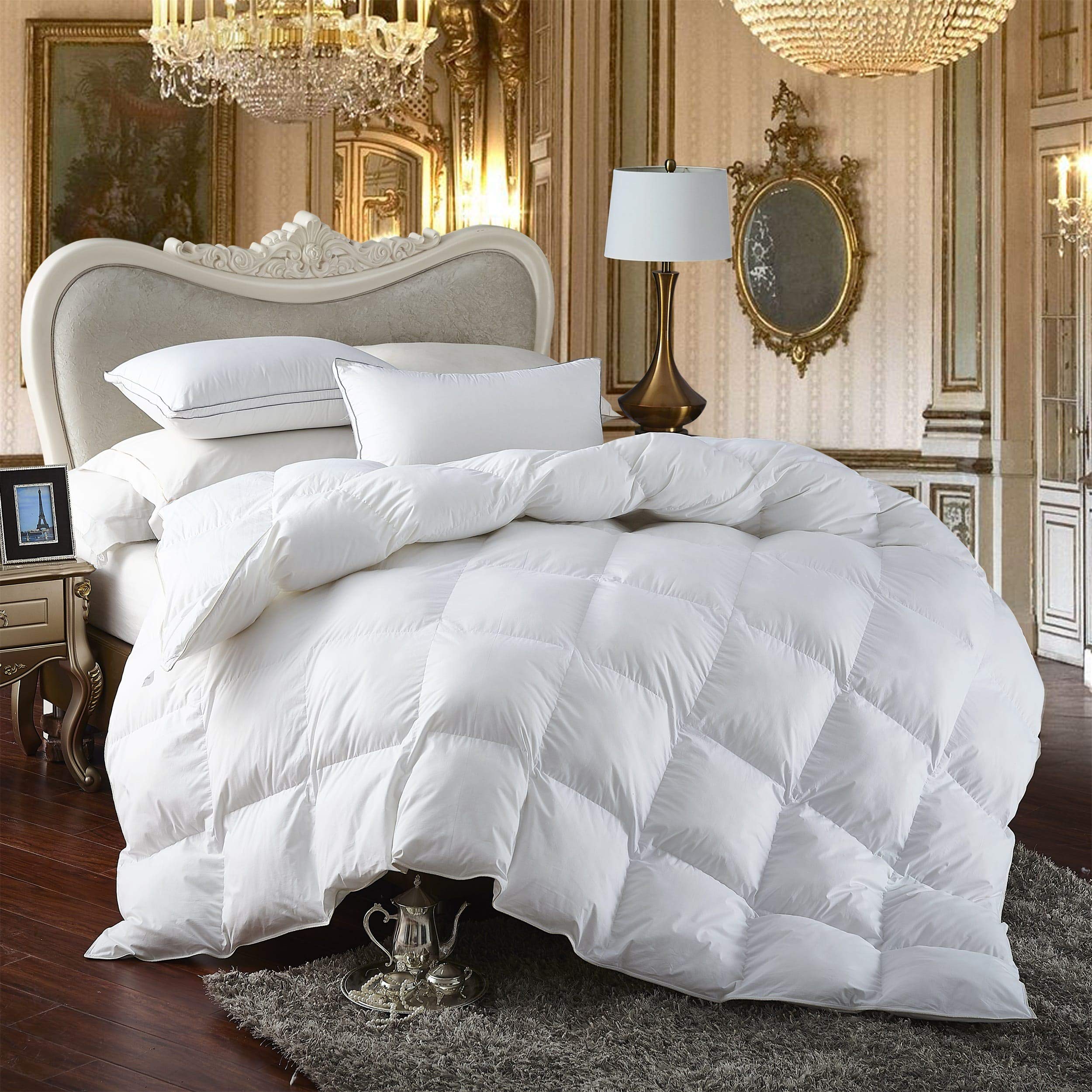 Premium All-Season Twin Size Luxury Siberian Goose Down Comforter - 100% Egyptian Cotton Cover - Hypoallergenic Feather Duvet Insert (Twin, White) - Perfect for Bedrooms, Guest Rooms & Dormitories