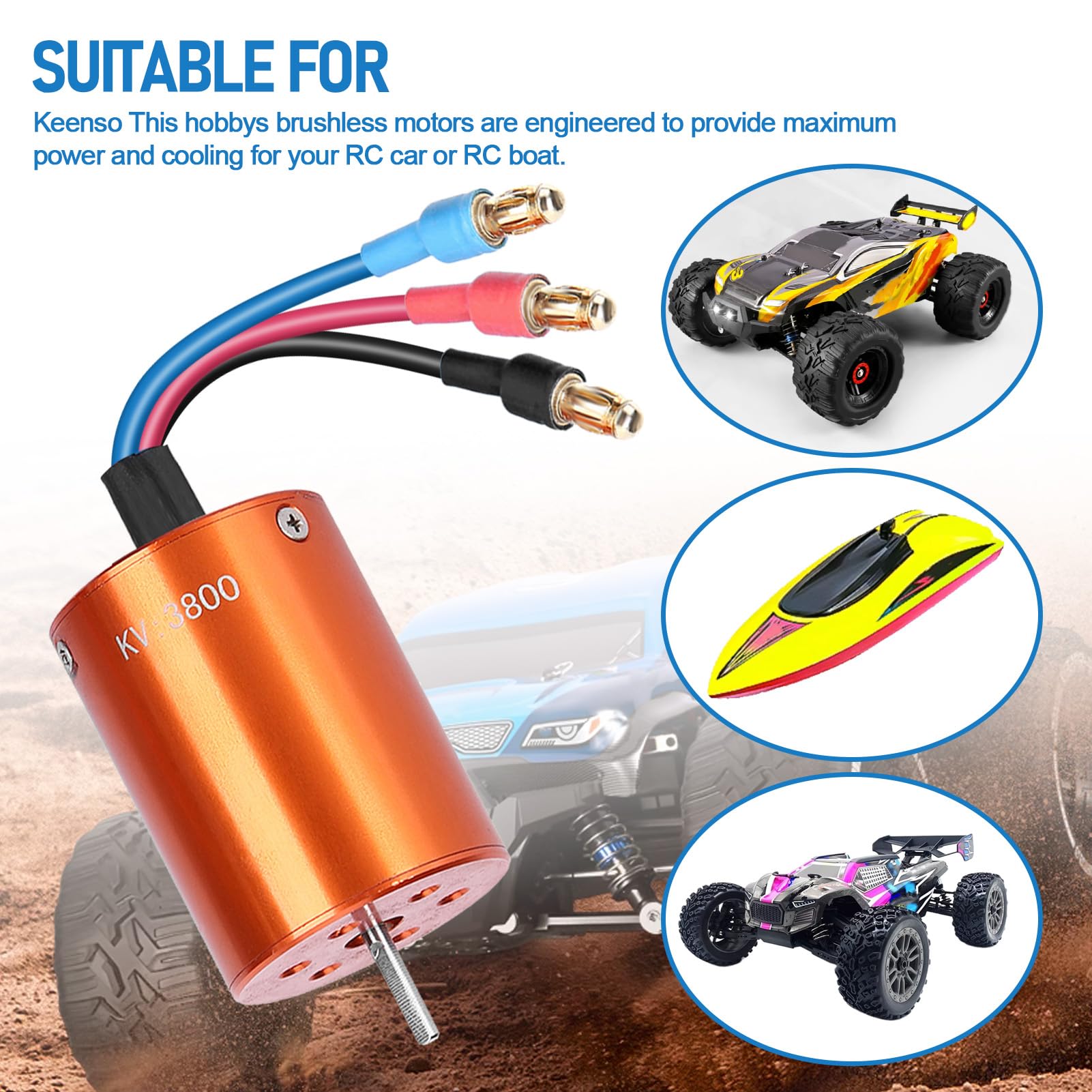 3800KV High-Speed Brushless Motor - Metal RC Electric Motor 2838 for 1/12 & 1/14 Scale RC Boats - 2.3mm Shaft - Perfect for Racing & Hobby RC Boat Upgrades