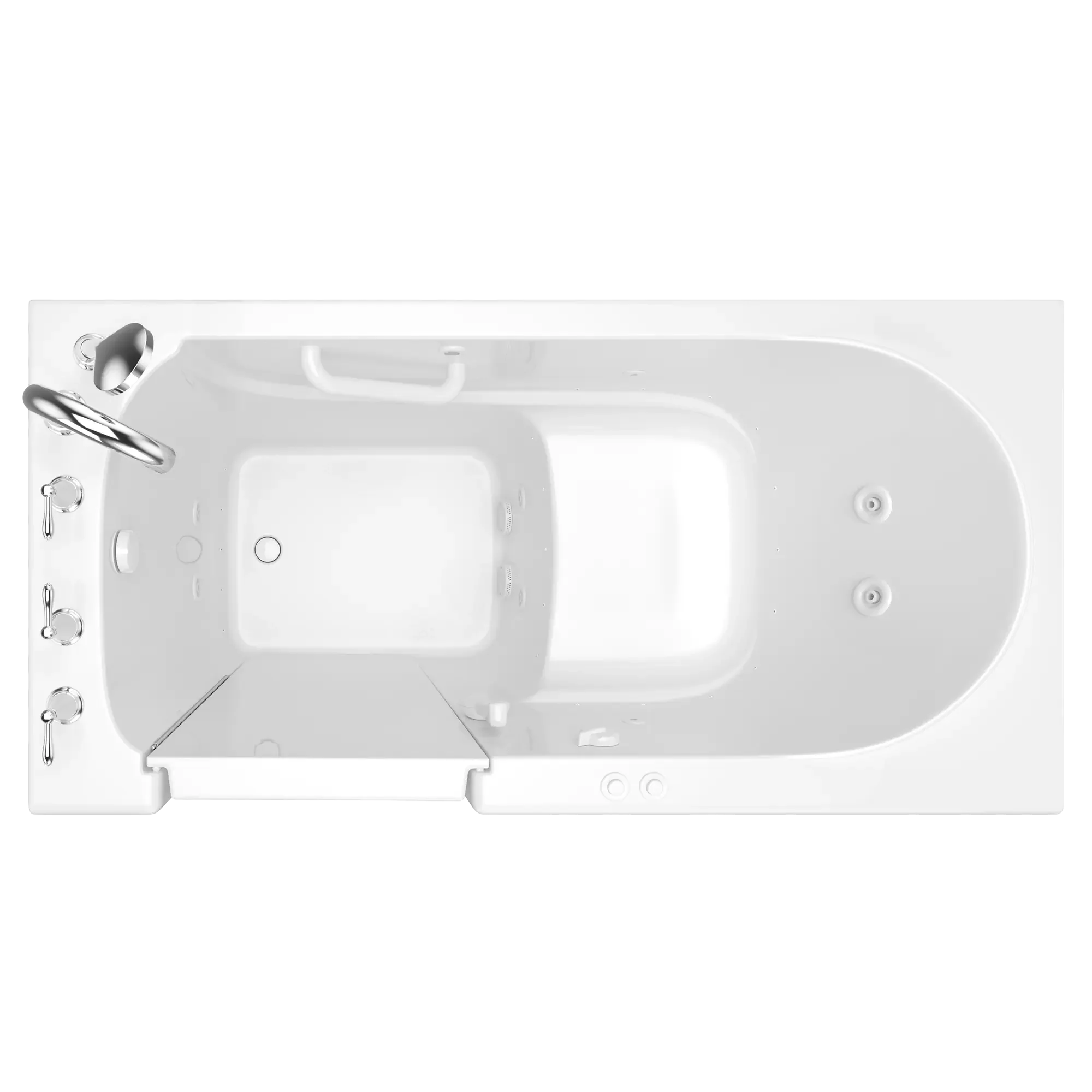 30 x 60 Inch Gelcoat Walk-in Bathtub with Air Spa & Whirlpool Systems - Left Hand Drain & Faucet - Ideal for Elderly & Mobility Limited Users