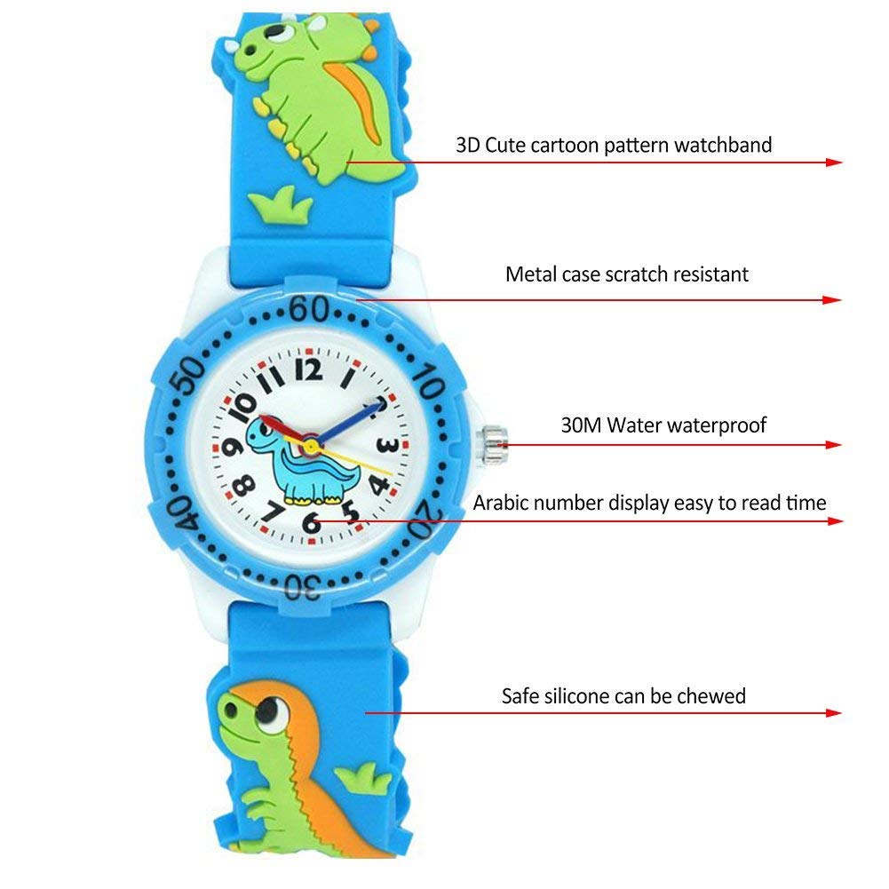 ELEOPTION Kids Analog Digital Watch for Girls & Boys - Waterproof 3D Cute Cartoon Silicone Strap Watch - Perfect Birthday Gift for Toddlers | School, Playtime & Everyday Wear