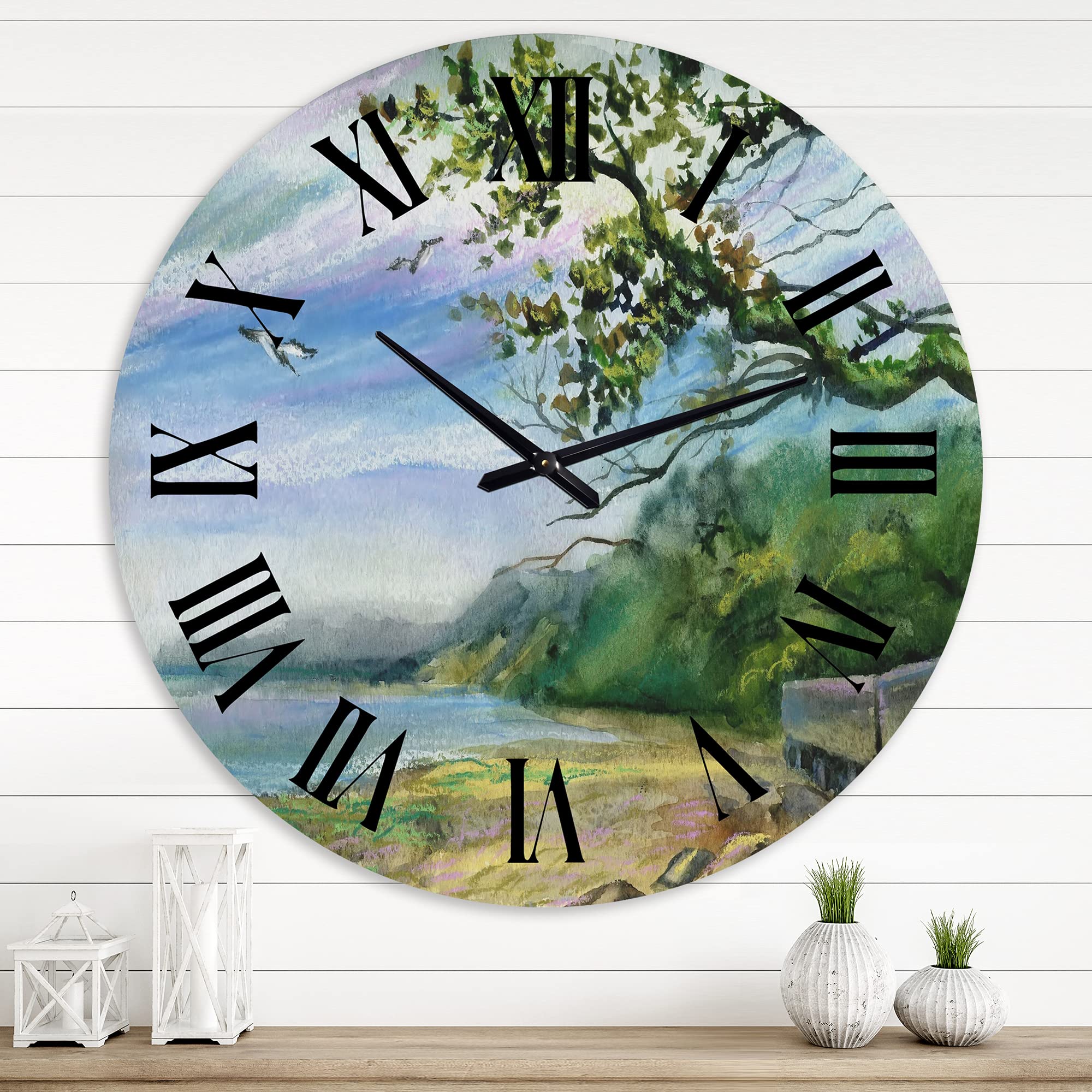 DesignQ Nautical Coastal Wall Clock - Baltic Sea Theme Round Clock for Living Room, Bedroom, Office Decor | Perfect for Beach House, Coastal Style Home & Marine Themed Spaces