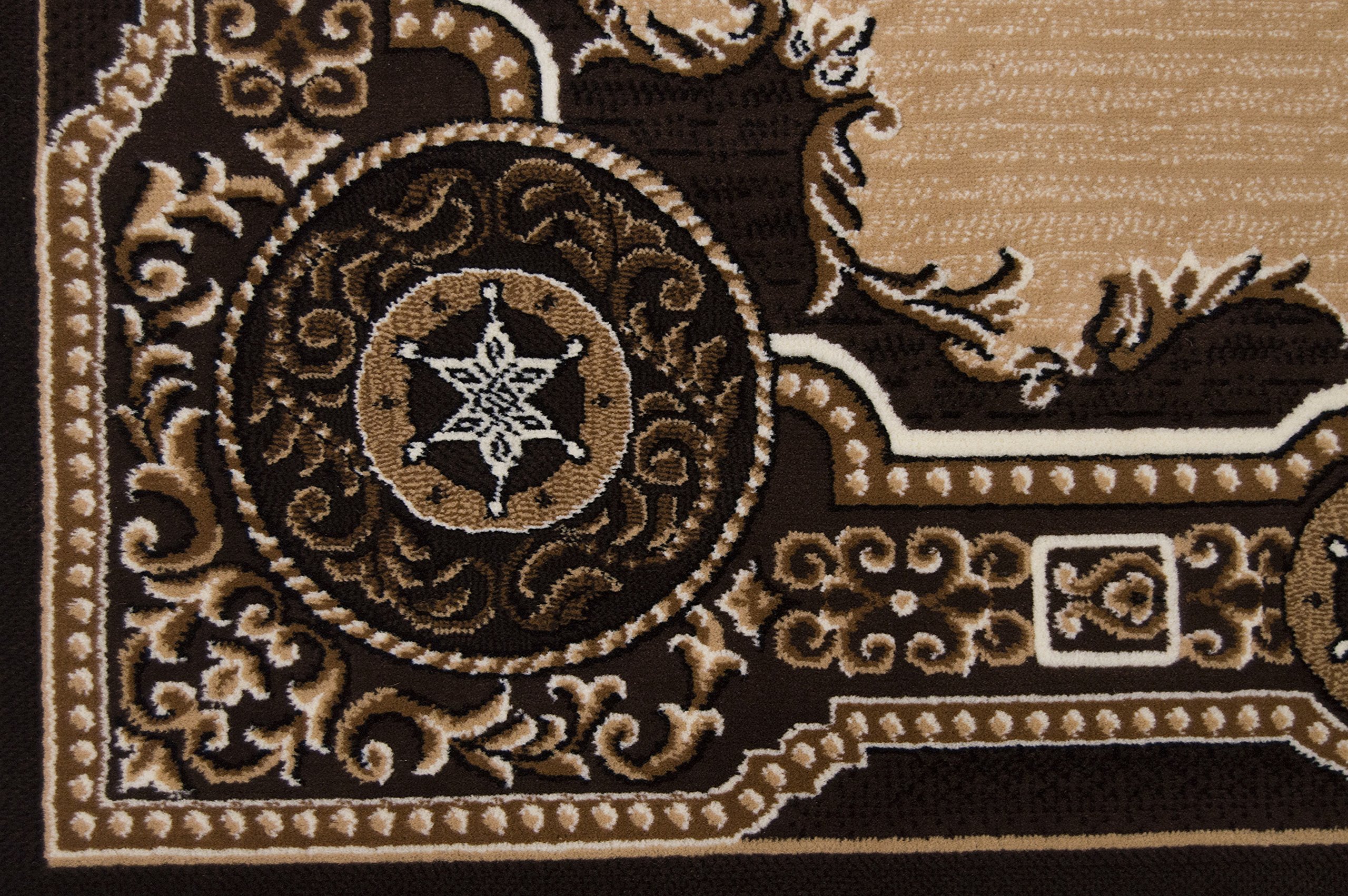 Handmade Texas Star Traditional Contemporary Area Rug - Soft Non-Slip Living Room Bedroom Decor Rug for Home & Office