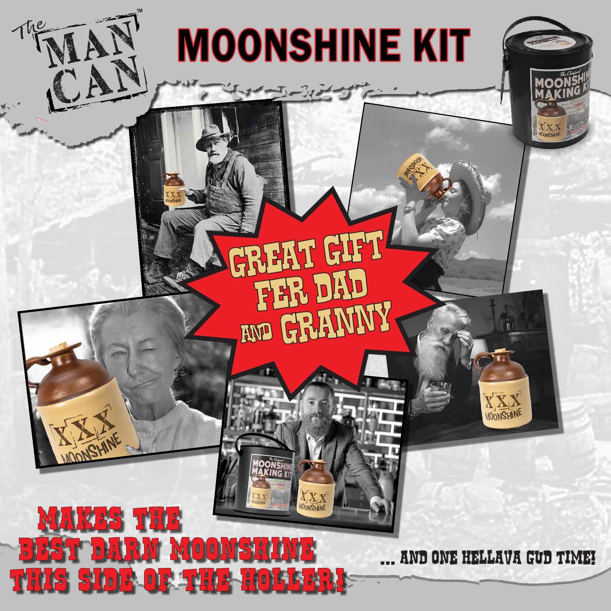 DIY Moonshine Making Kit for Men - Home Distilling Kit with 750ml Glass Jug & Apple Pie, Cherry, Peach Flavorings - Perfect for Homemade Whiskey, Gifts & Craft Cocktails