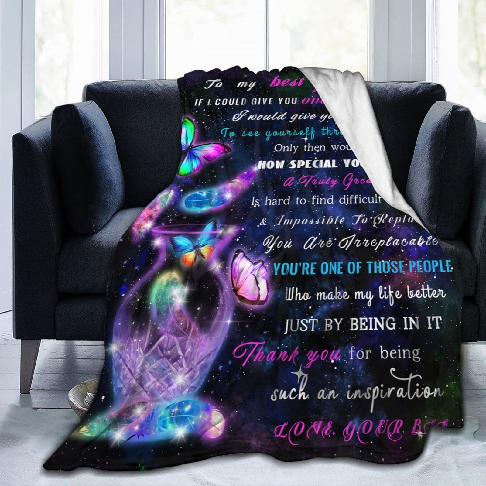 Best Super Soft Fleece Throw Blankets for Women - Cozy Lightweight Blanket Gift for Birthday, Christmas, BFF, Sisters (50