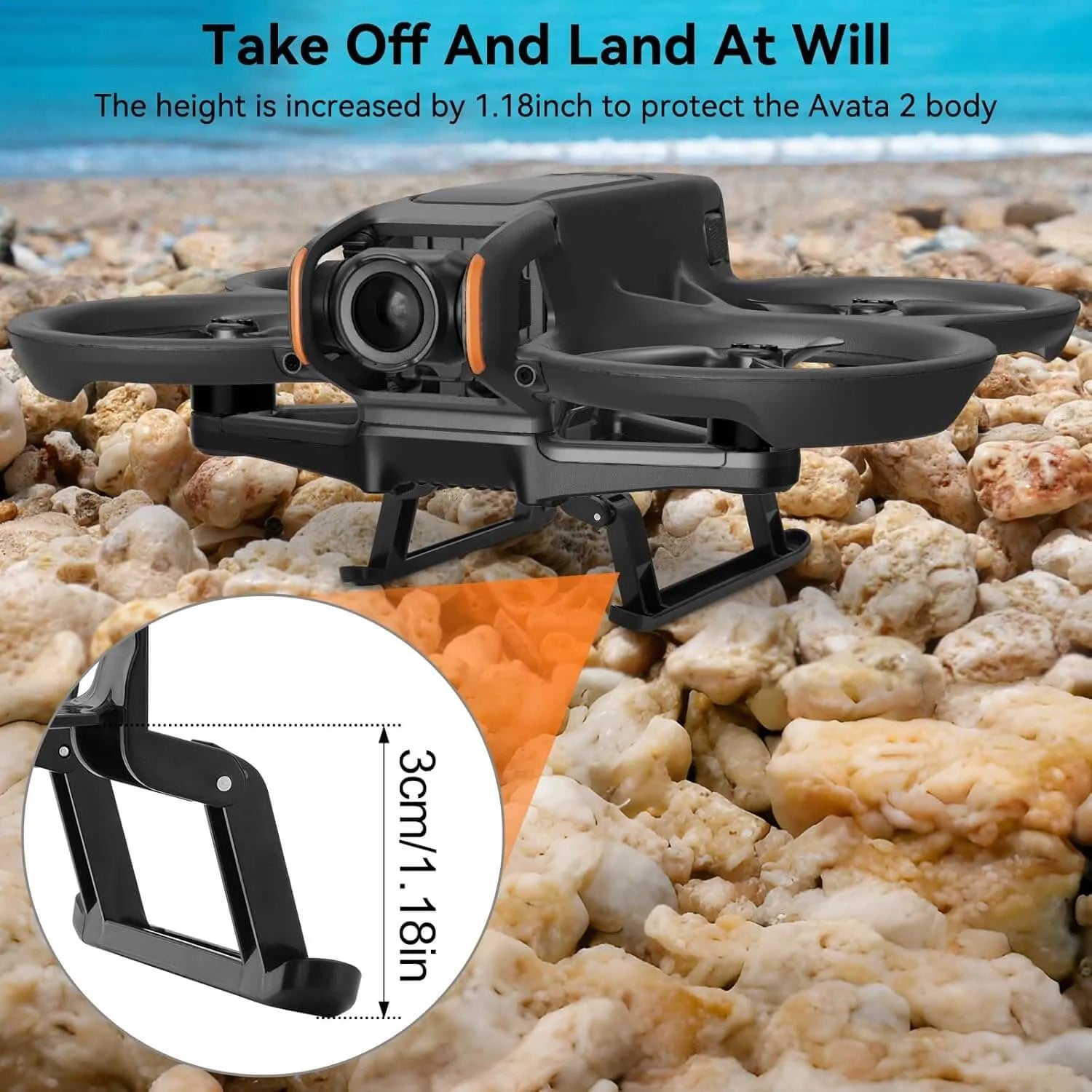 DJI Avata 2 Landing Gear - Foldable Extended Landing Legs Protector Kit for DJI AVATA 2 Drone Accessories | Enhanced Stability for Outdoor & Indoor Flying | Perfect for Aerial Photography & FPV Racing