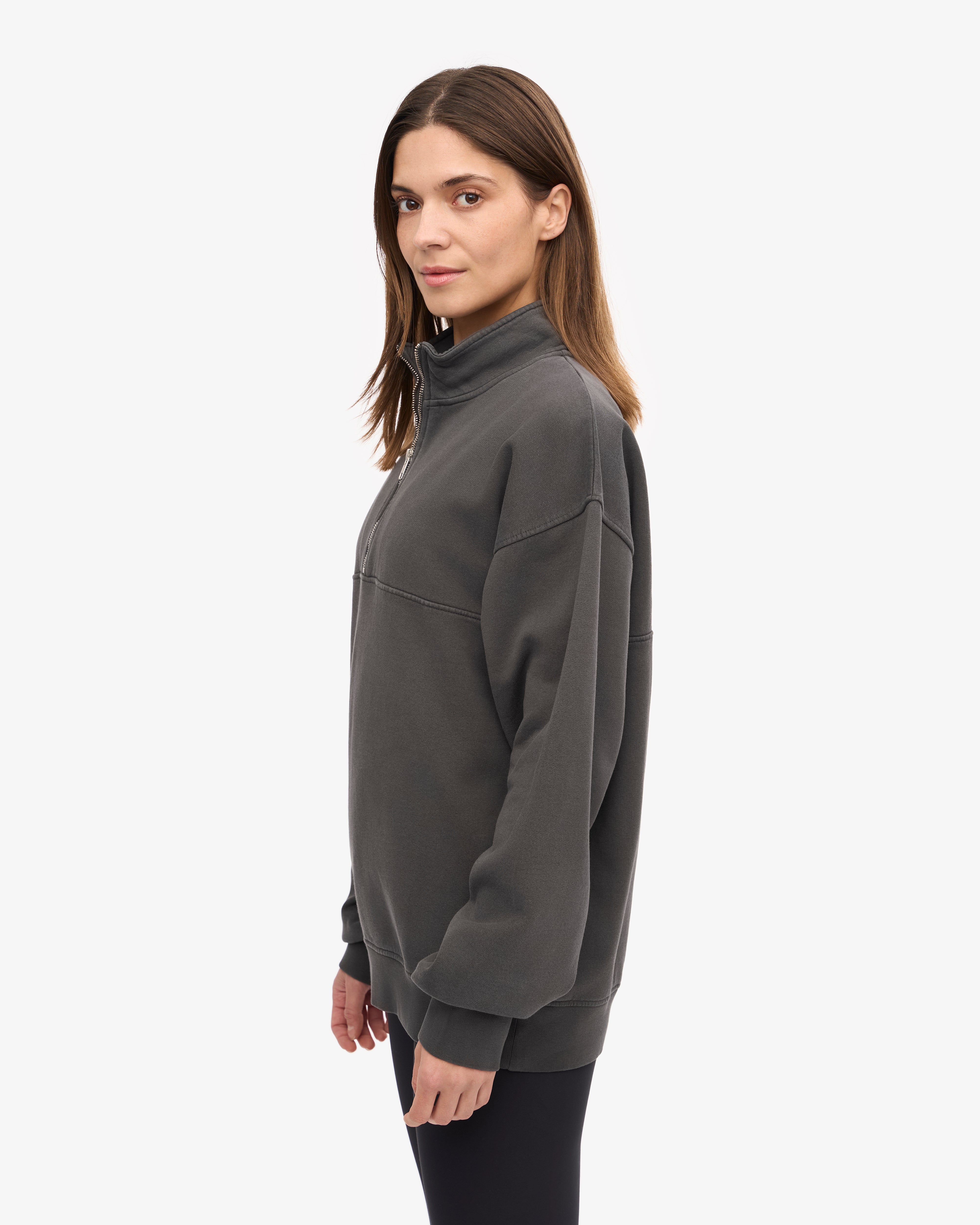 Organic Cotton Quarter Zip Sweatshirt for Men & Women | Lava Grey | Eco-Friendly Casual Wear for Outdoor Activities & Lounge