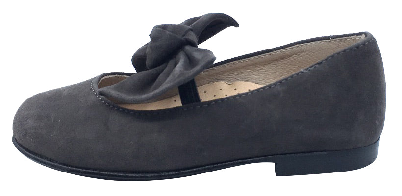 Hoo Shoes Chelia Bow Mary Jane Flats for Women - Grey Suede Comfortable Casual Shoes | Perfect for Work, Office & Everyday Wear