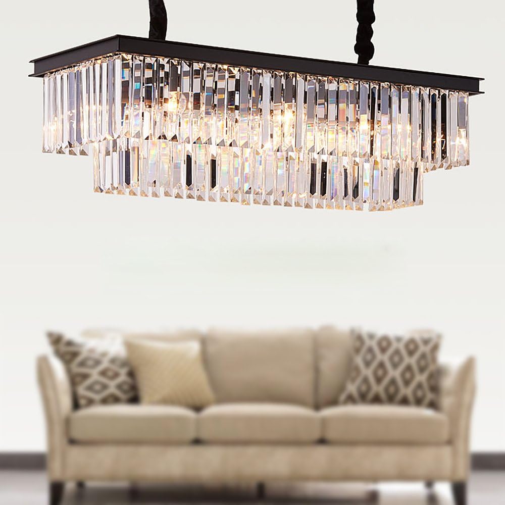Modern Rectangle Crystal Chandelier - 39.4