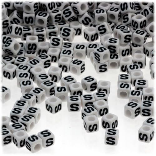 White with Black Text Letter S